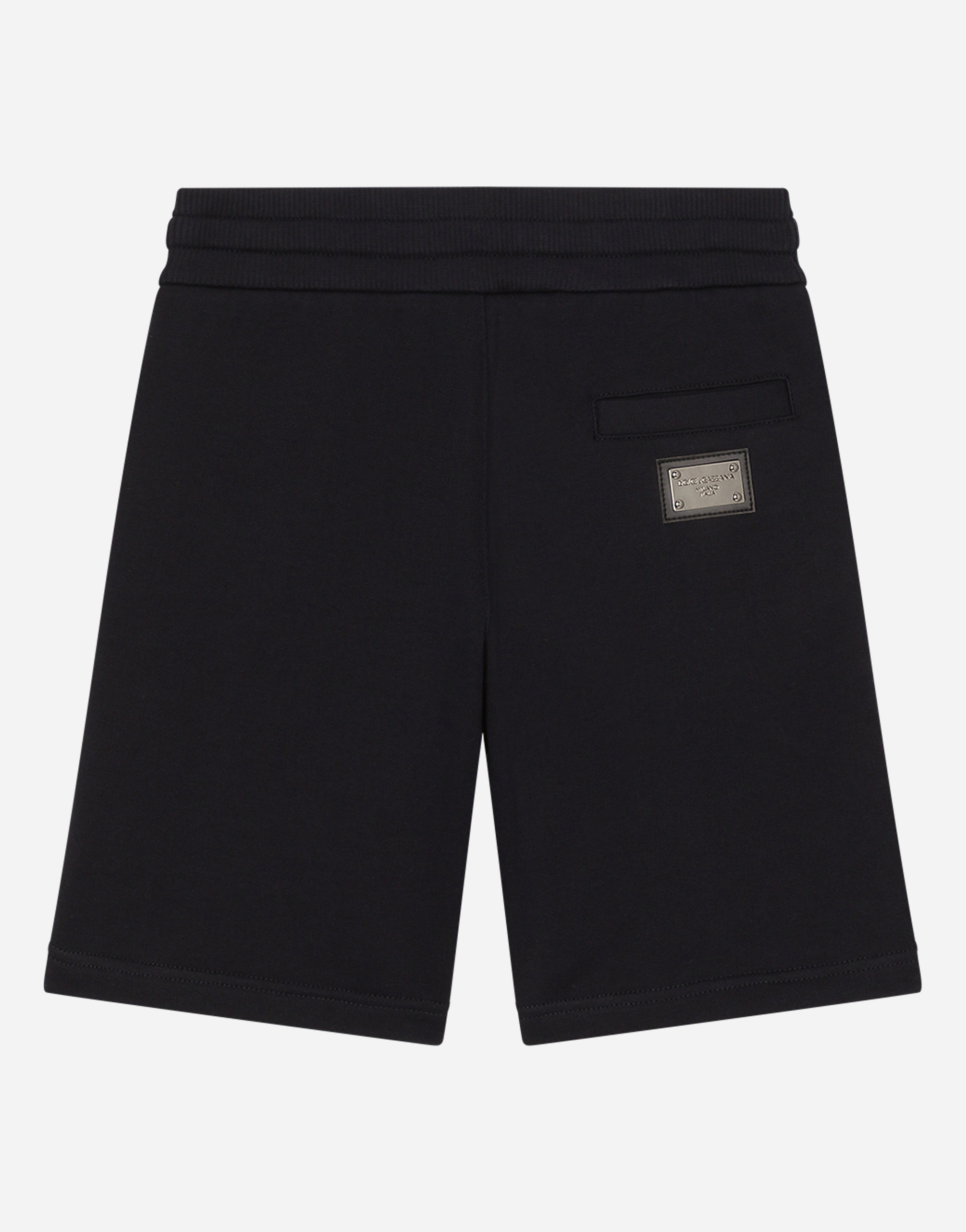 Shop Dolce & Gabbana Jersey Jogging Shorts With Logo Tag In Blue