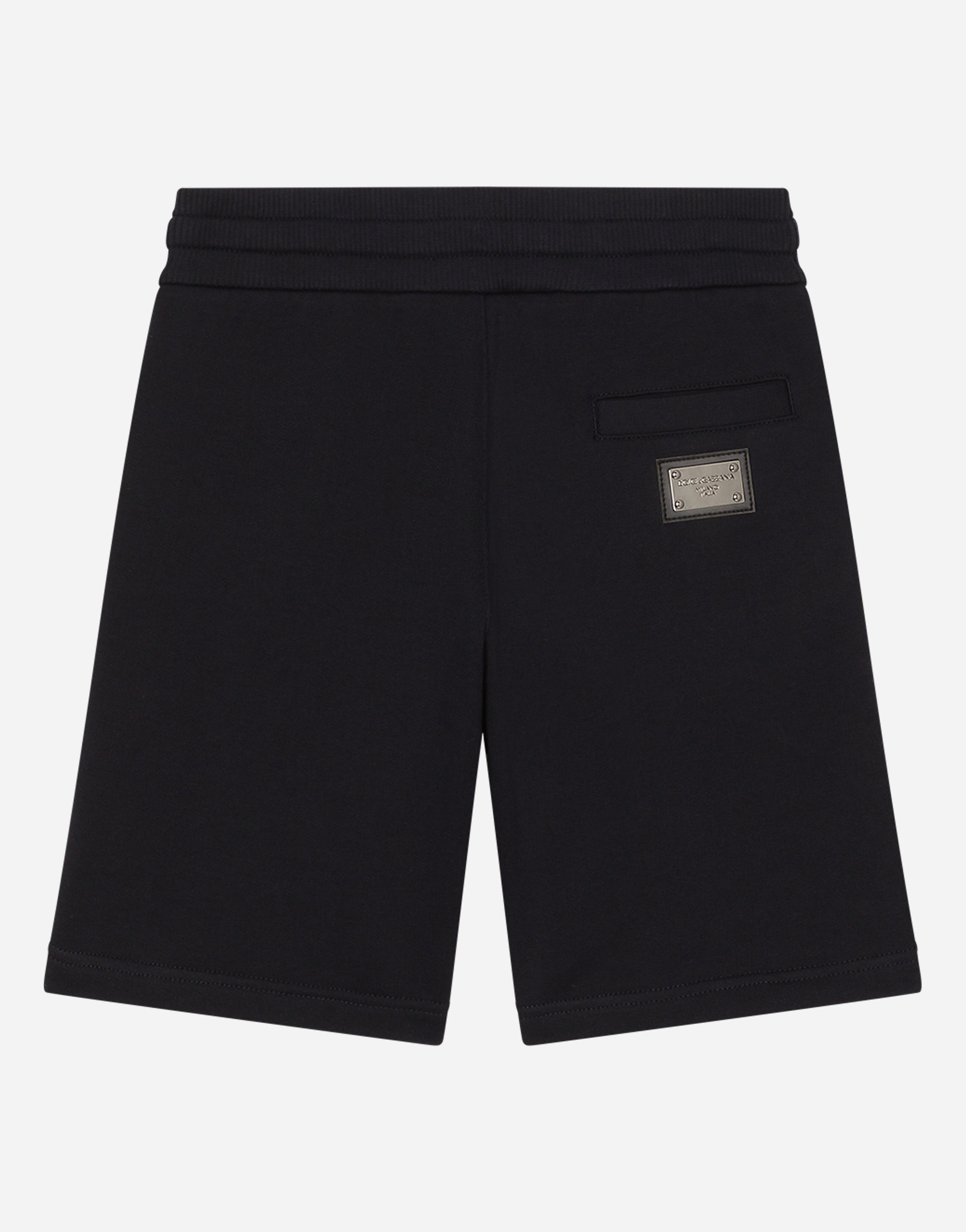Dolce & Gabbana Jersey Jogging Shorts With Logo Plate In Blue