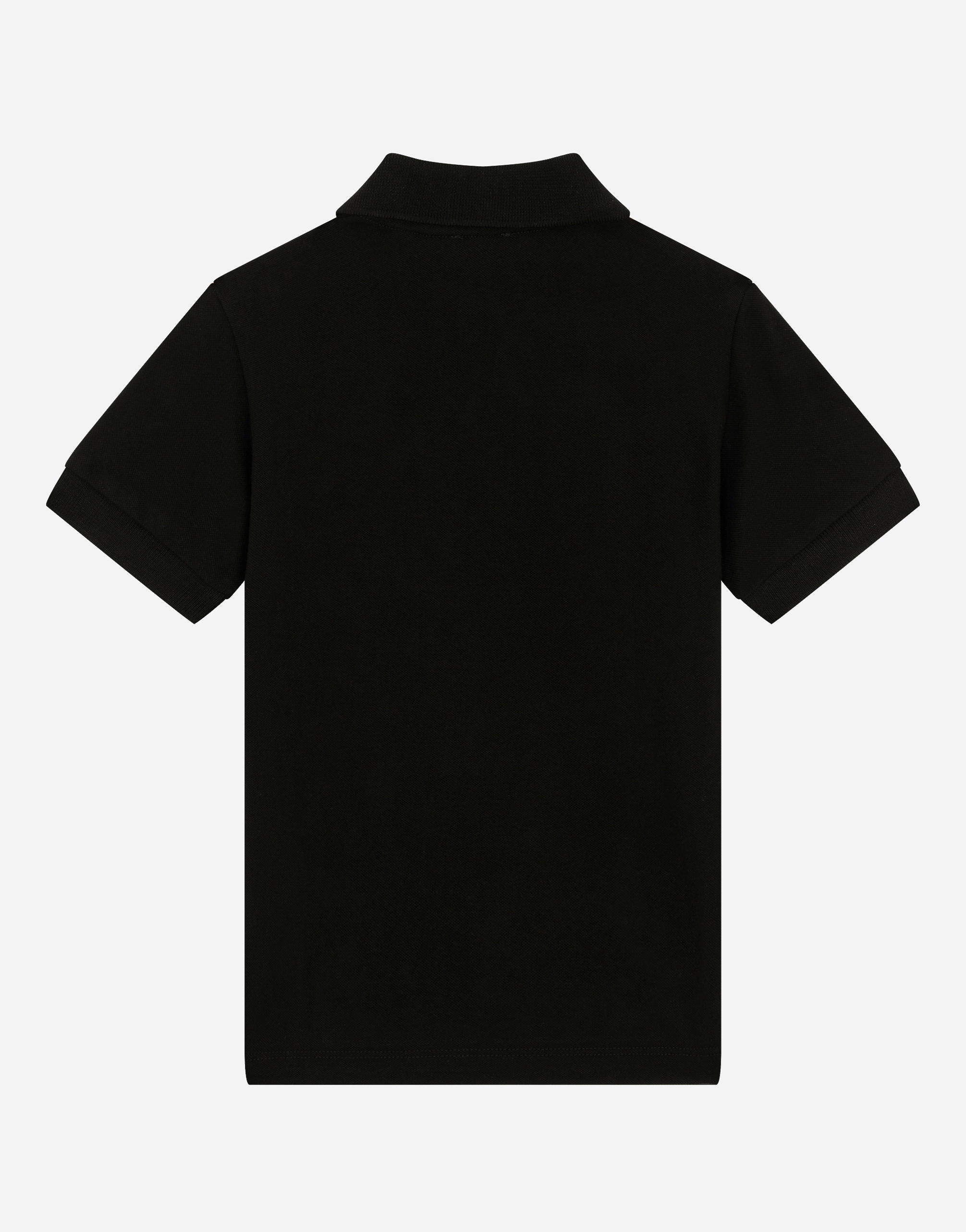 Dolce & Gabbana Piqué Polo Shirt With Logo Plaque In Black