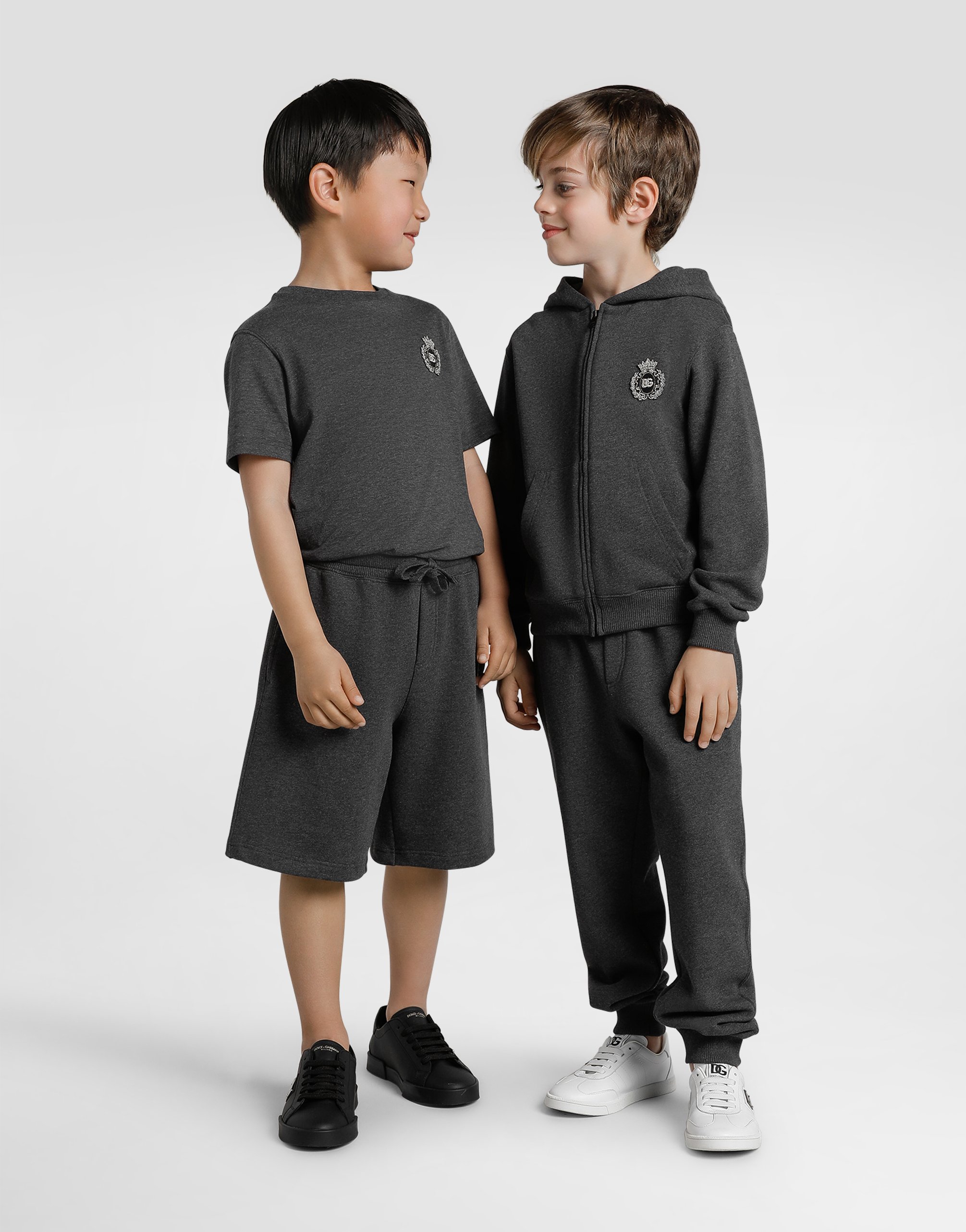 Cotton hooded sweatshirt with DG araldico patch