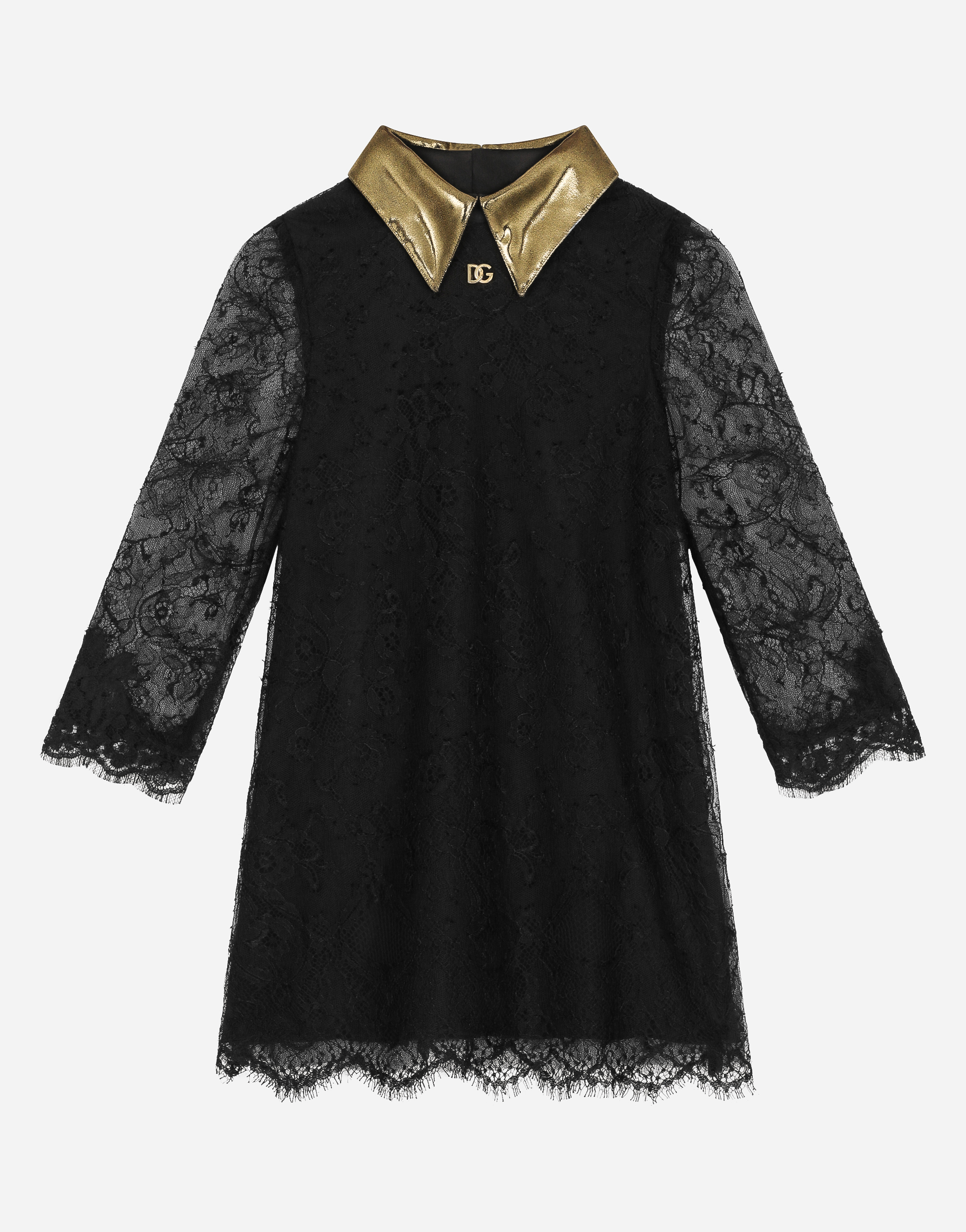 Long-sleeved lace dress in Black for Women | Dolce&Gabbana US