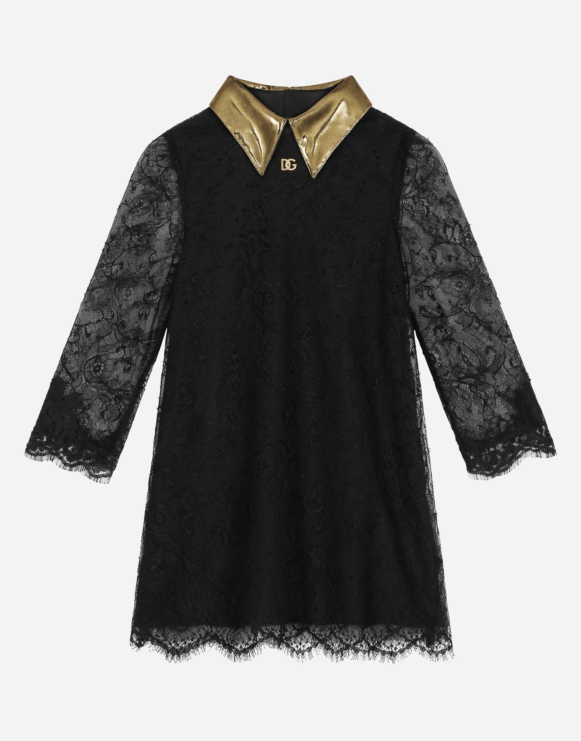 Dolce & Gabbana Long-sleeved Lace Dress In Black
