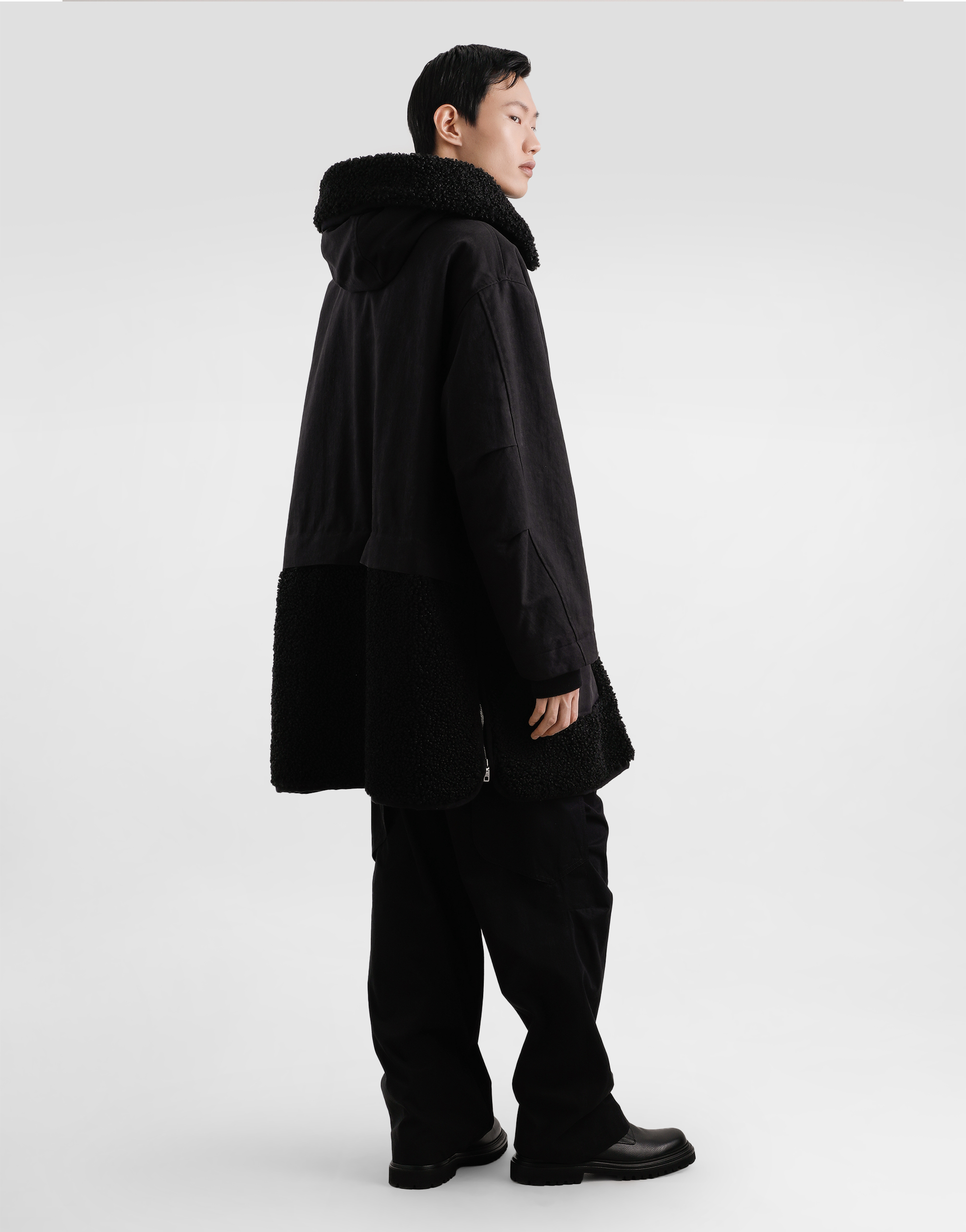 Waxed long down jacket