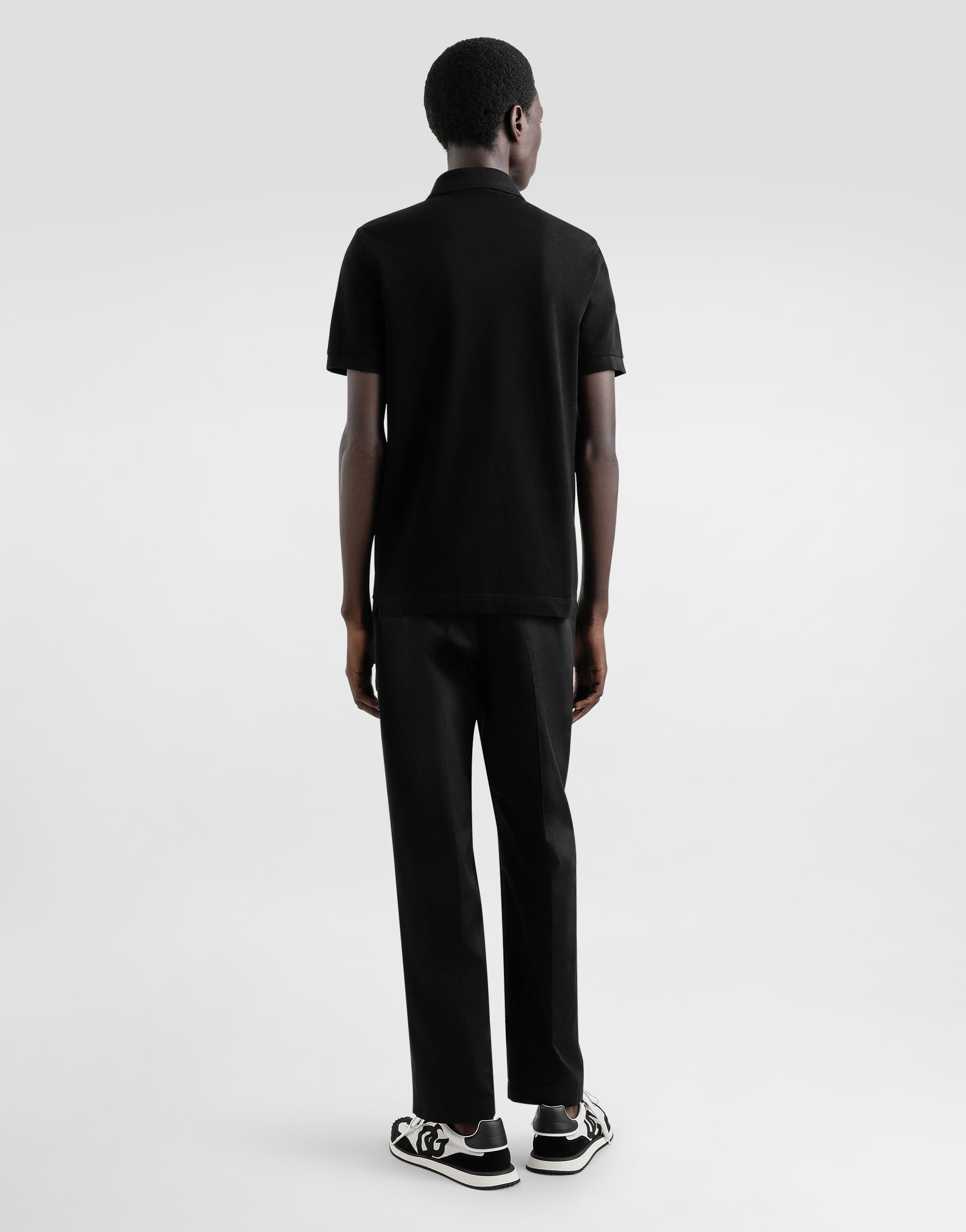 Dolce & Gabbana Cotton Polo-shirt With Logo Tag In Black
