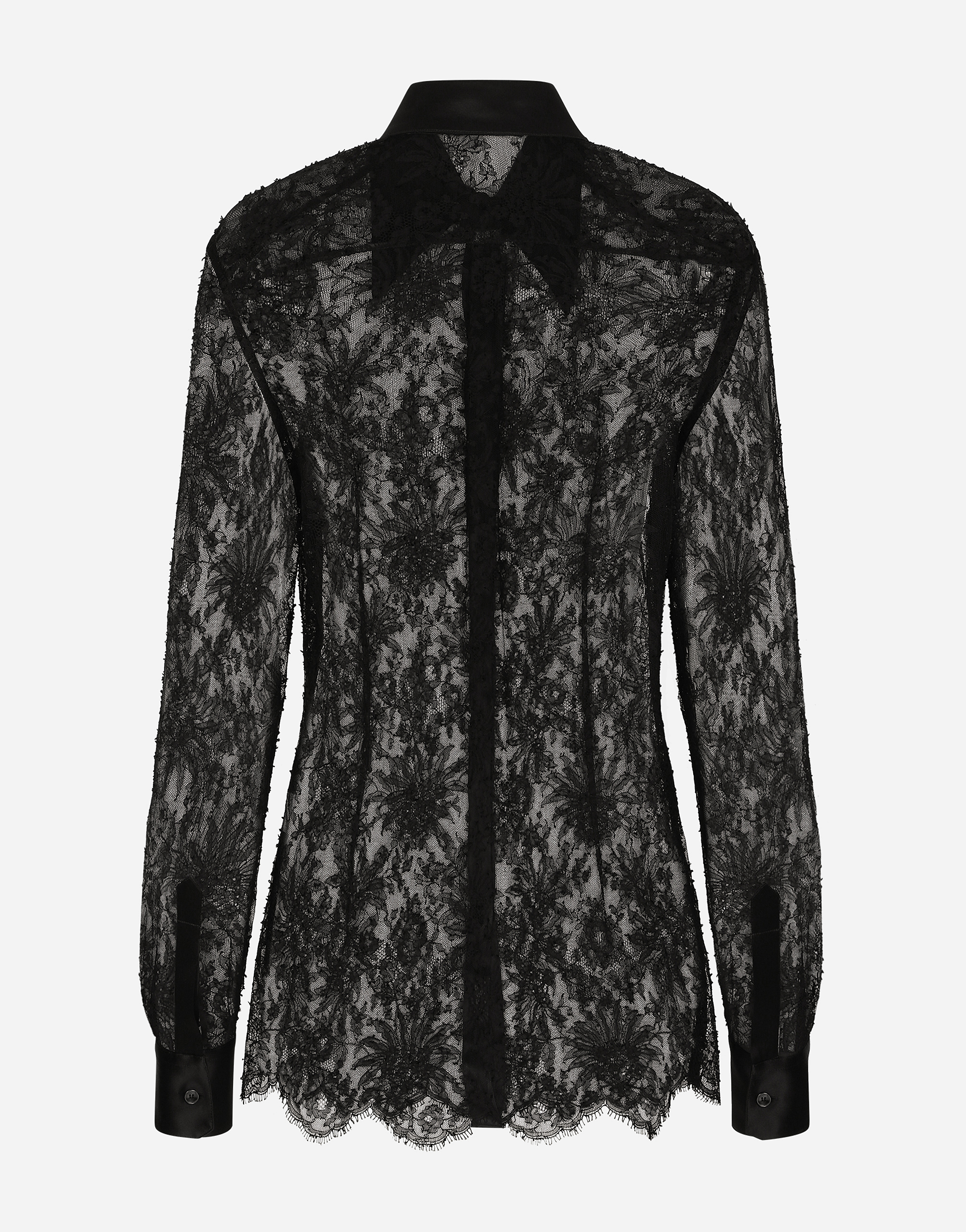 DOLCE & GABBANA CHANTILLY LACE SHIRT WITH SATIN DETAILS
