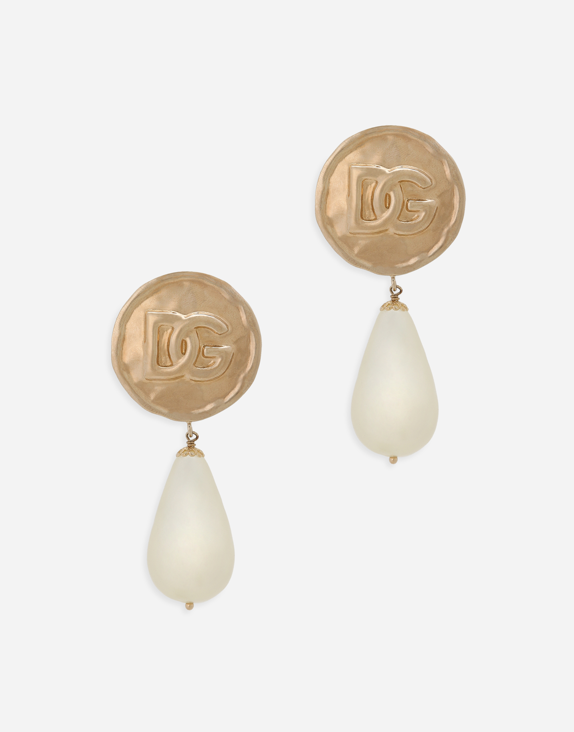 Dolce & Gabbana Earrings With Dg Logo And Teardrop Pendants - Woman Bijoux Gold Metal Onesize