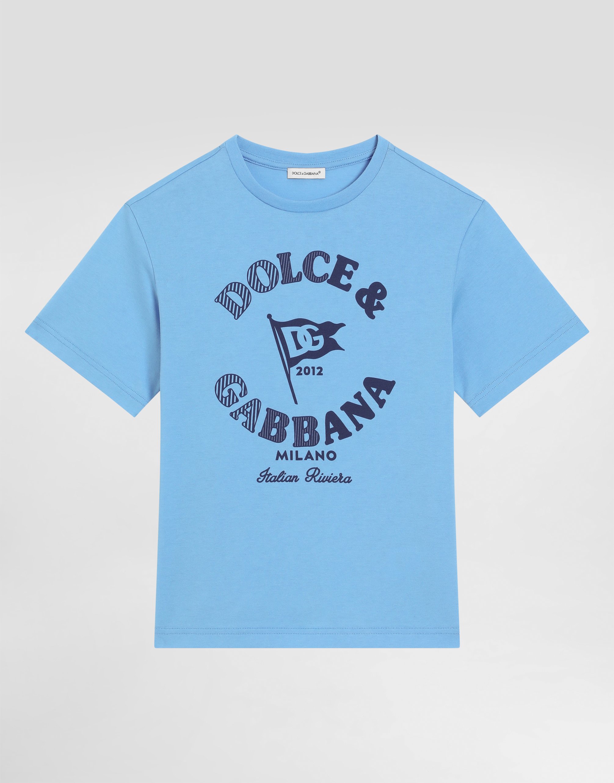 Jersey T-shirt with Dolce&Gabbana logo in Azure for Boys