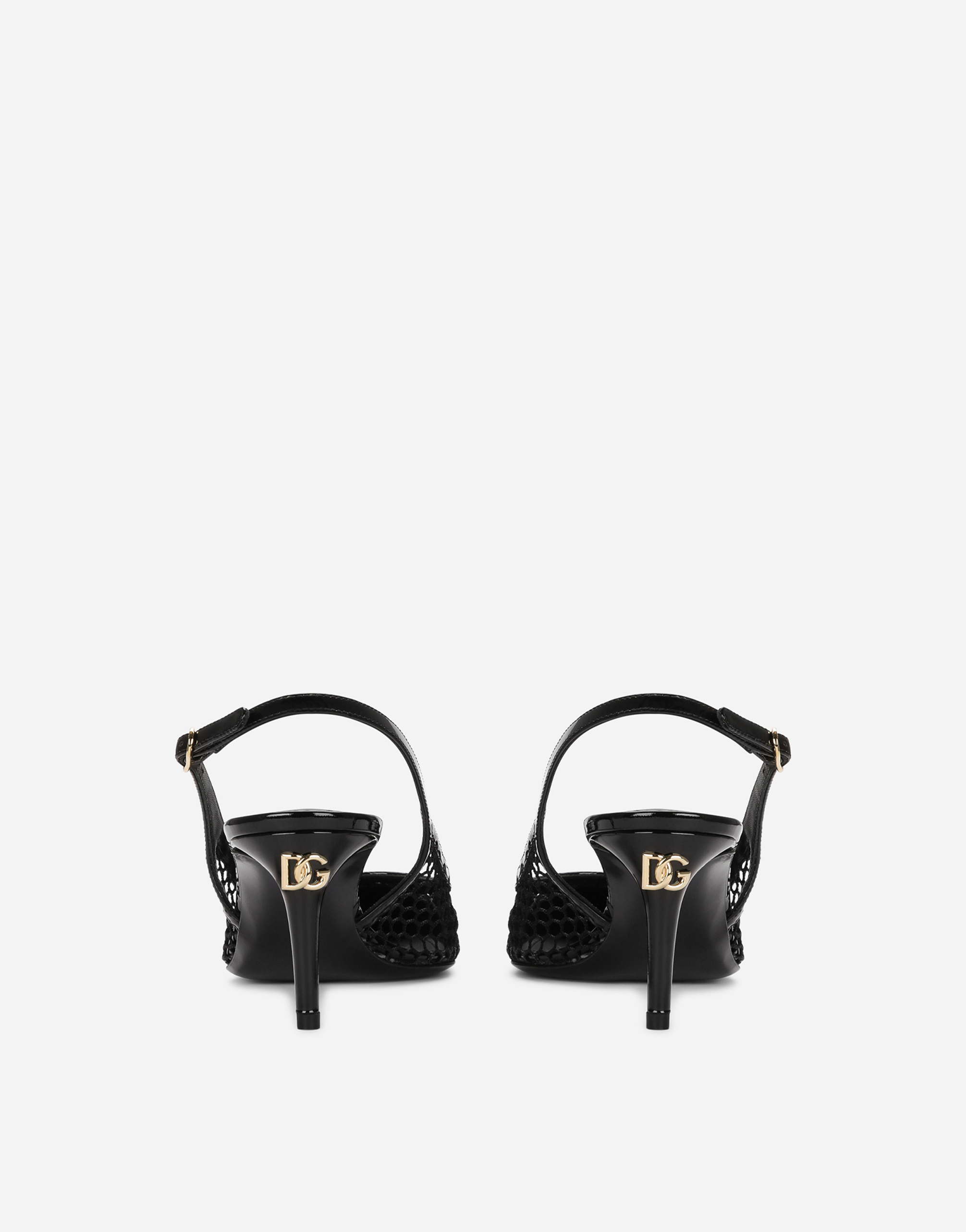 Dolce & Gabbana Vernice Patent Leather-trimmed Mesh Slingback Pumps In Black