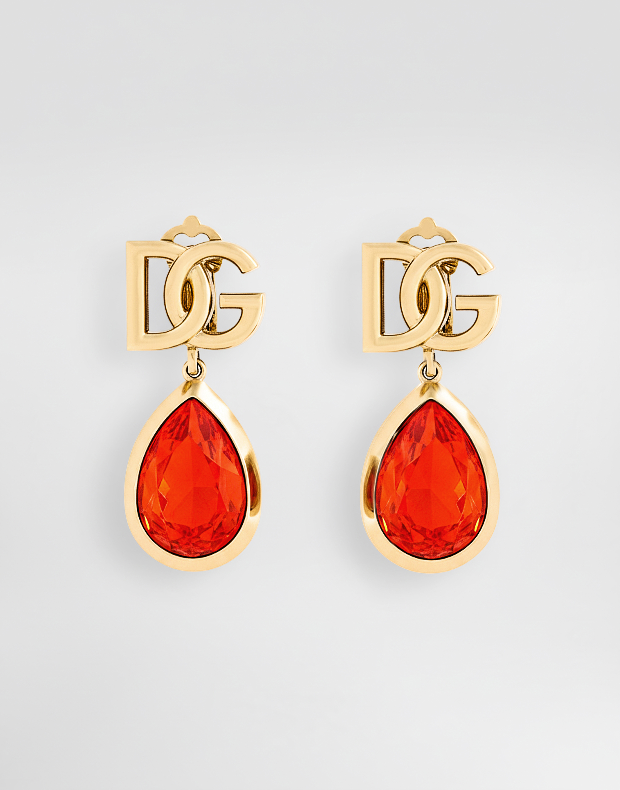 Clip earrings with logo in Orange for Women | Dolce&Gabbana® US