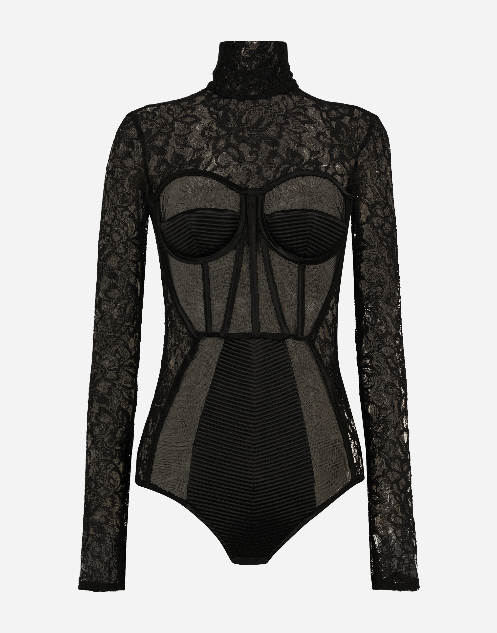 Tシャツ・カットソー DOLCE & GABBANA BLACK COTTON-VISCOSE BLEND BODYSUIT Dolce & Gabbana BLACK COTTON-VISCOSE BLEND BODYSUIT