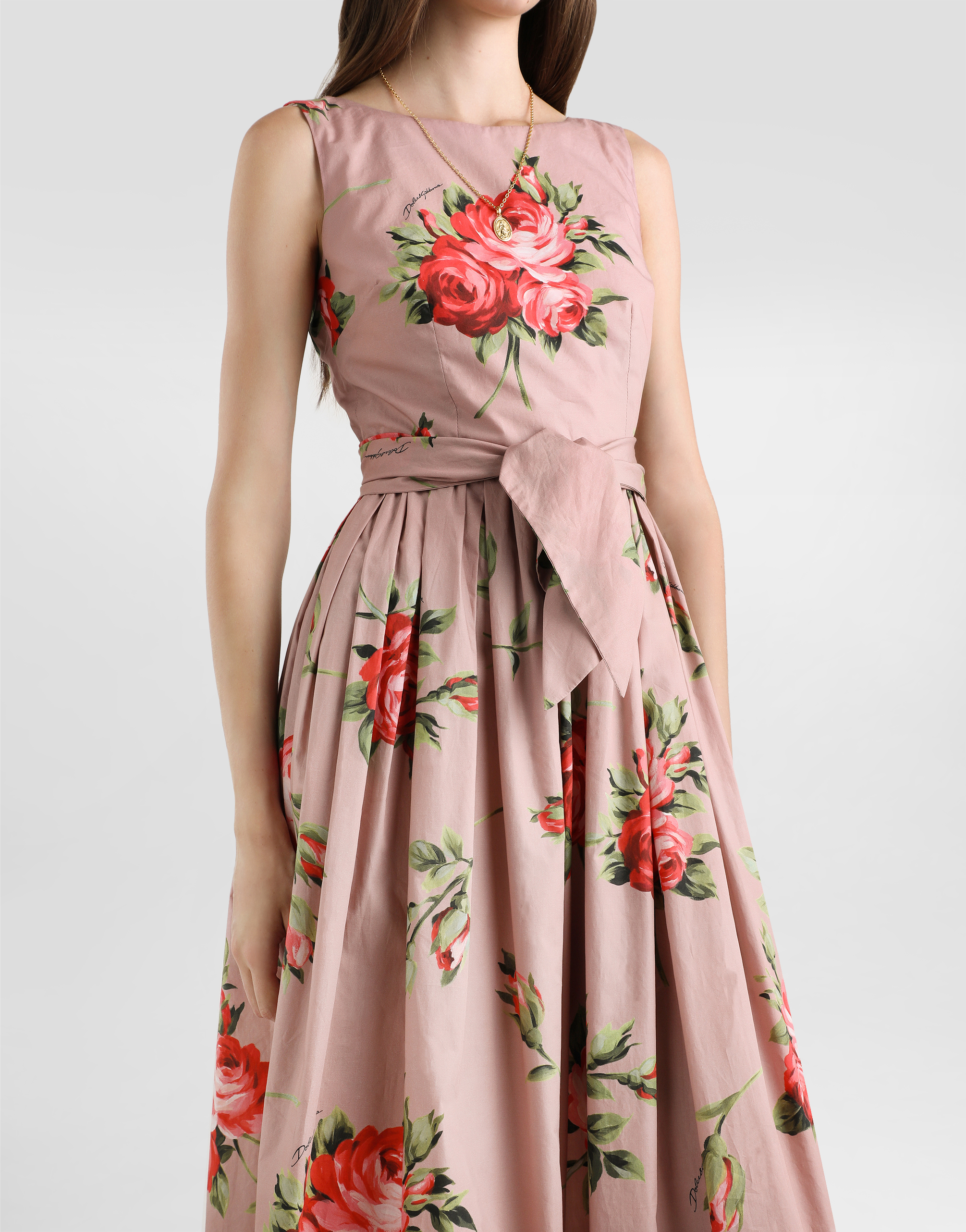 Rose bouquet-print cotton dress