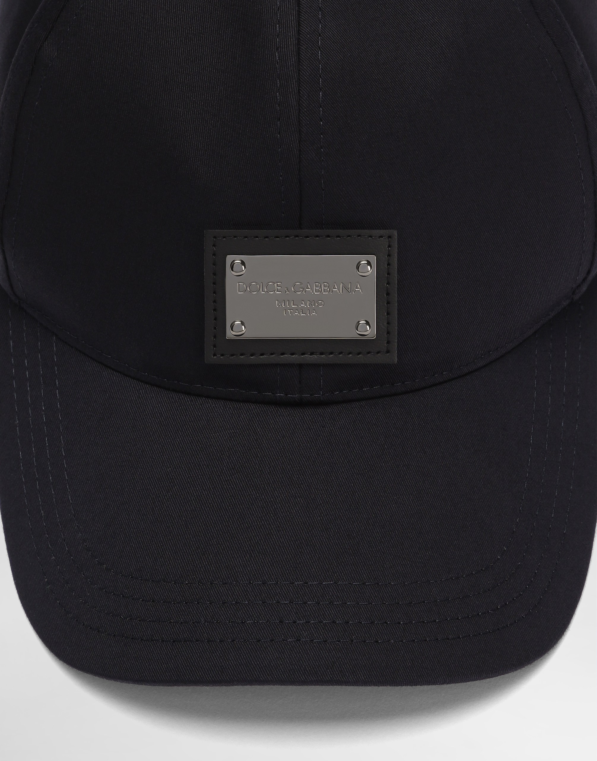 Dolce & Gabbana Cotton Baseball Cap With Branded Tag In Blue