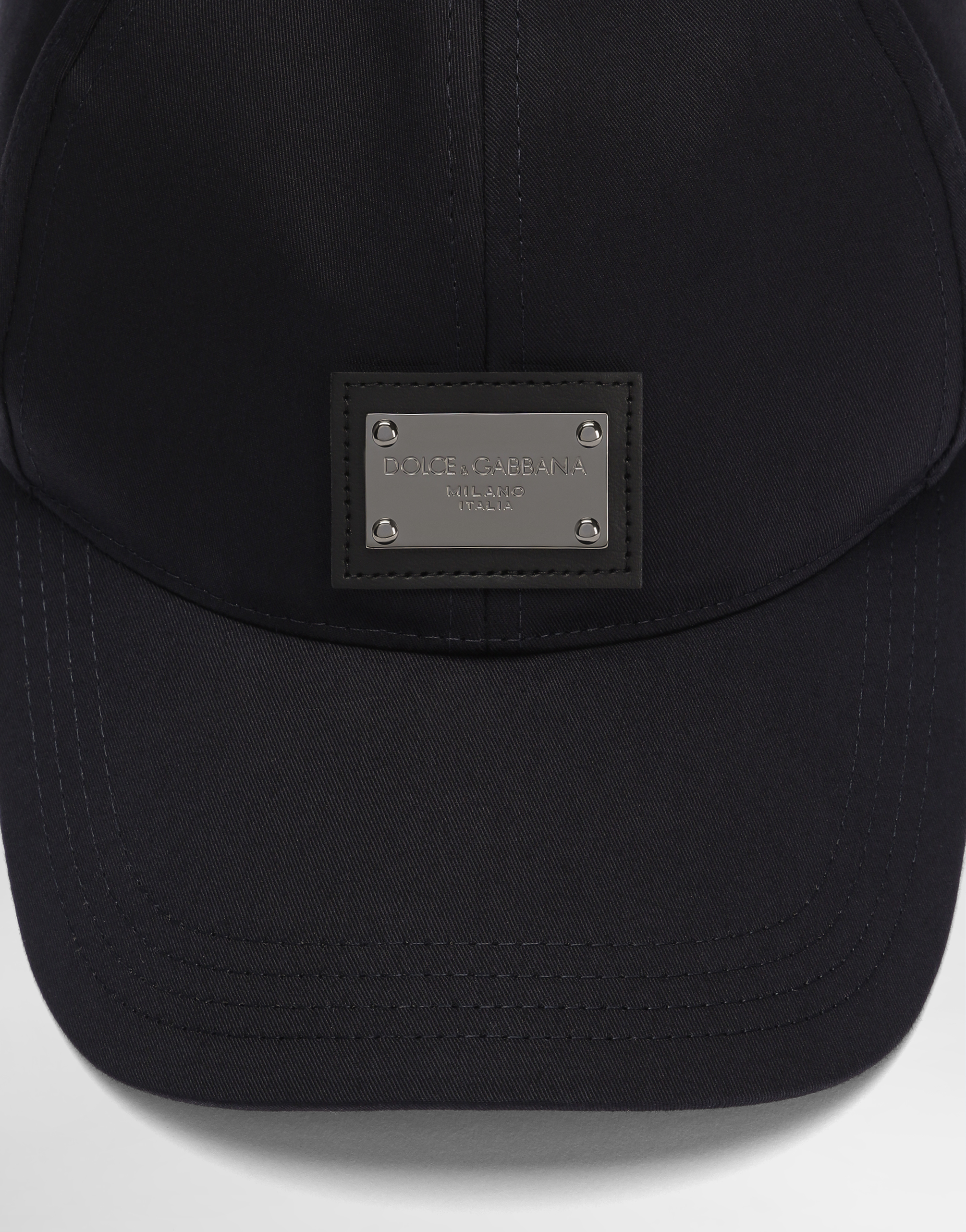 Shop Dolce & Gabbana Cotton Baseball Cap With Branded Tag In Blue