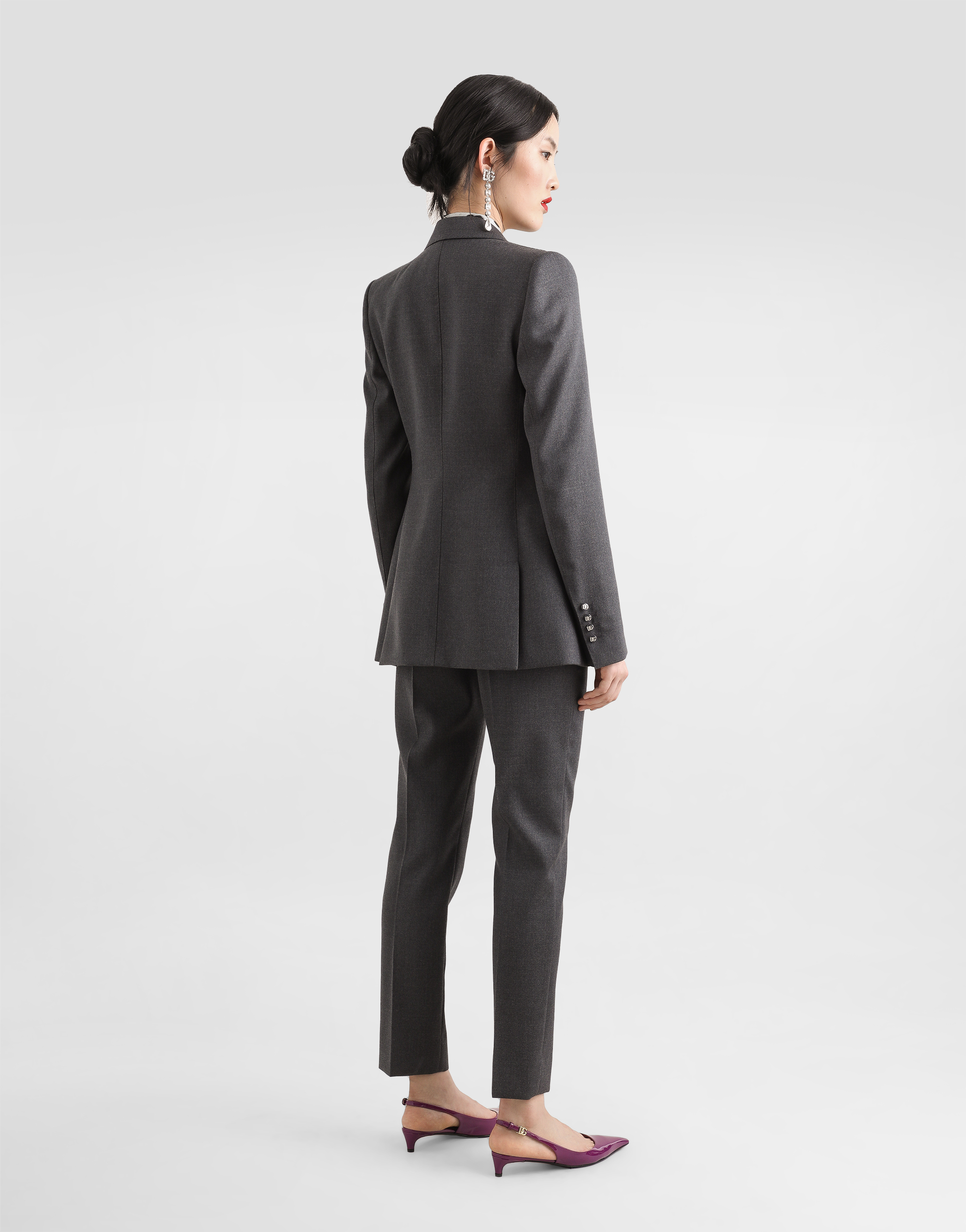 Dolce & Gabbana Pressed Crease Straight Leg Trousers In Grey