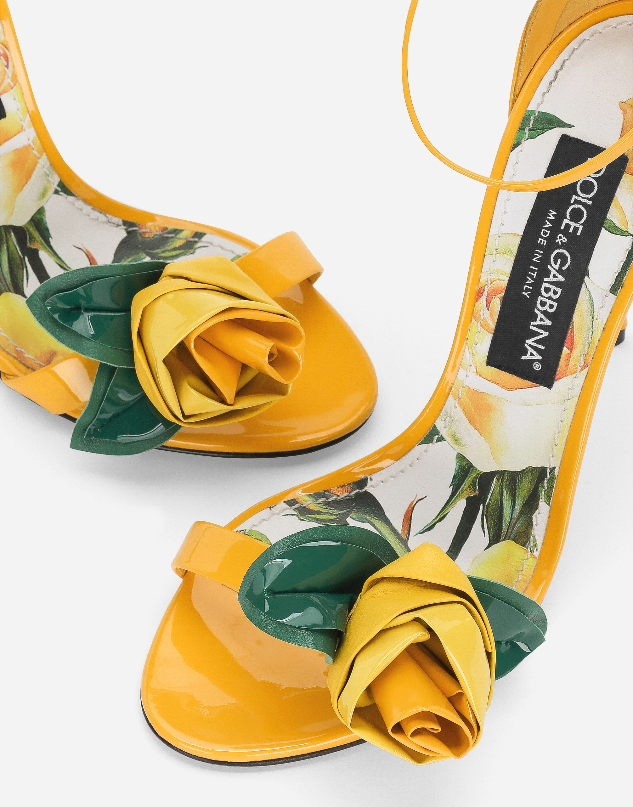 Shop Dolce & Gabbana Patent Leather Sandals In Yellow