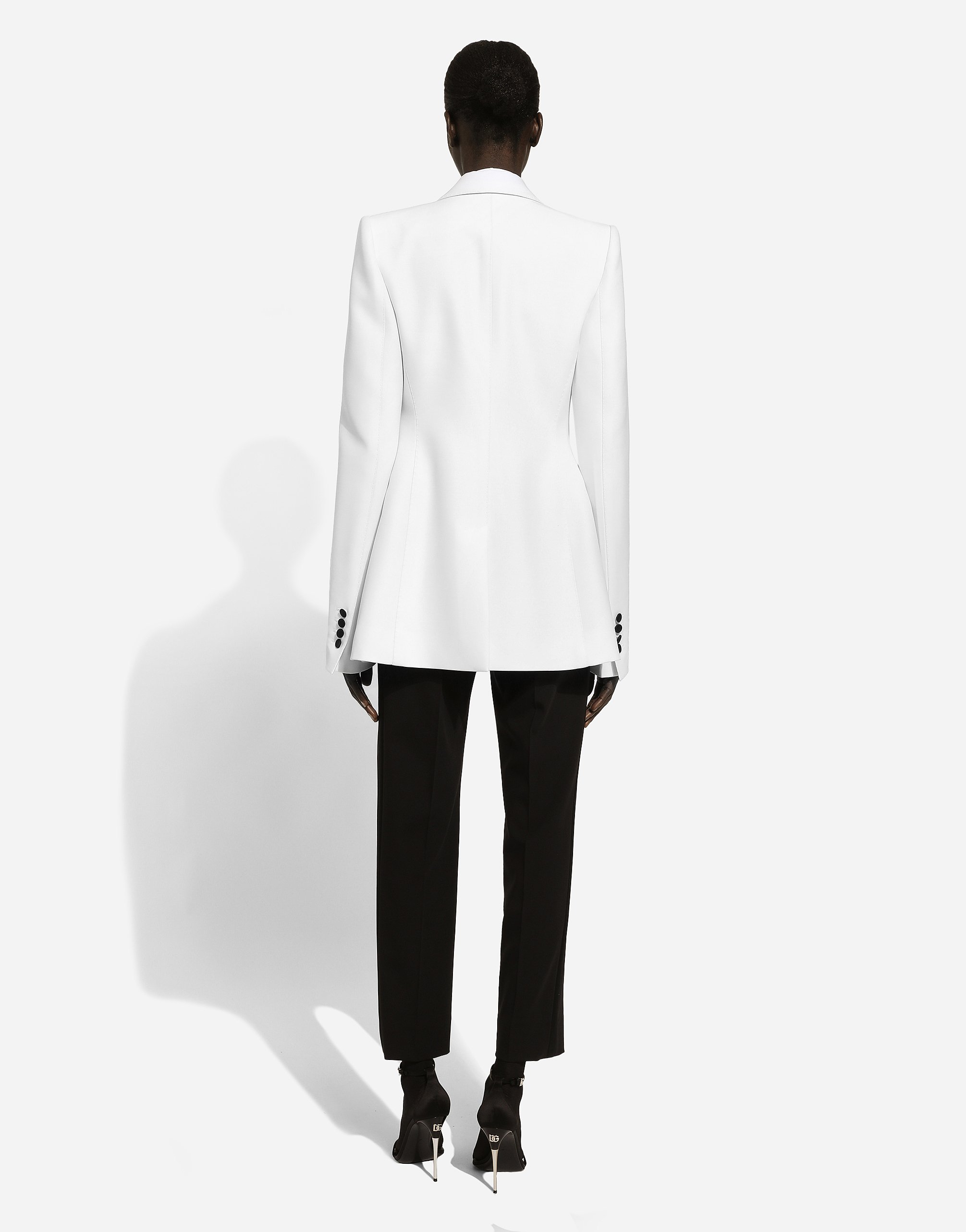 Dolce & Gabbana Double Breasted Two-tone Blazer - Women's - Silk/polyester/virgin Wool In White