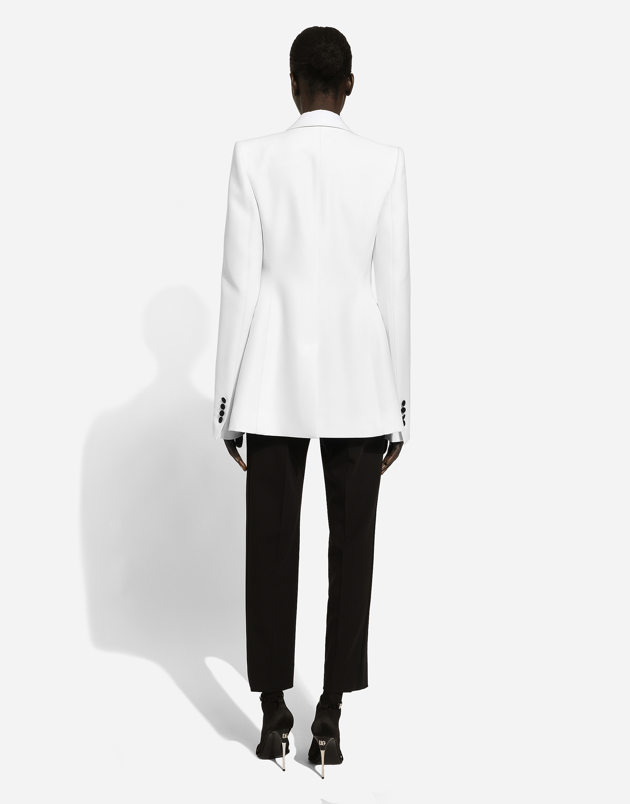 Dolce & Gabbana Double Breasted Two-tone Blazer - Women's - Silk/polyester/virgin Wool In White