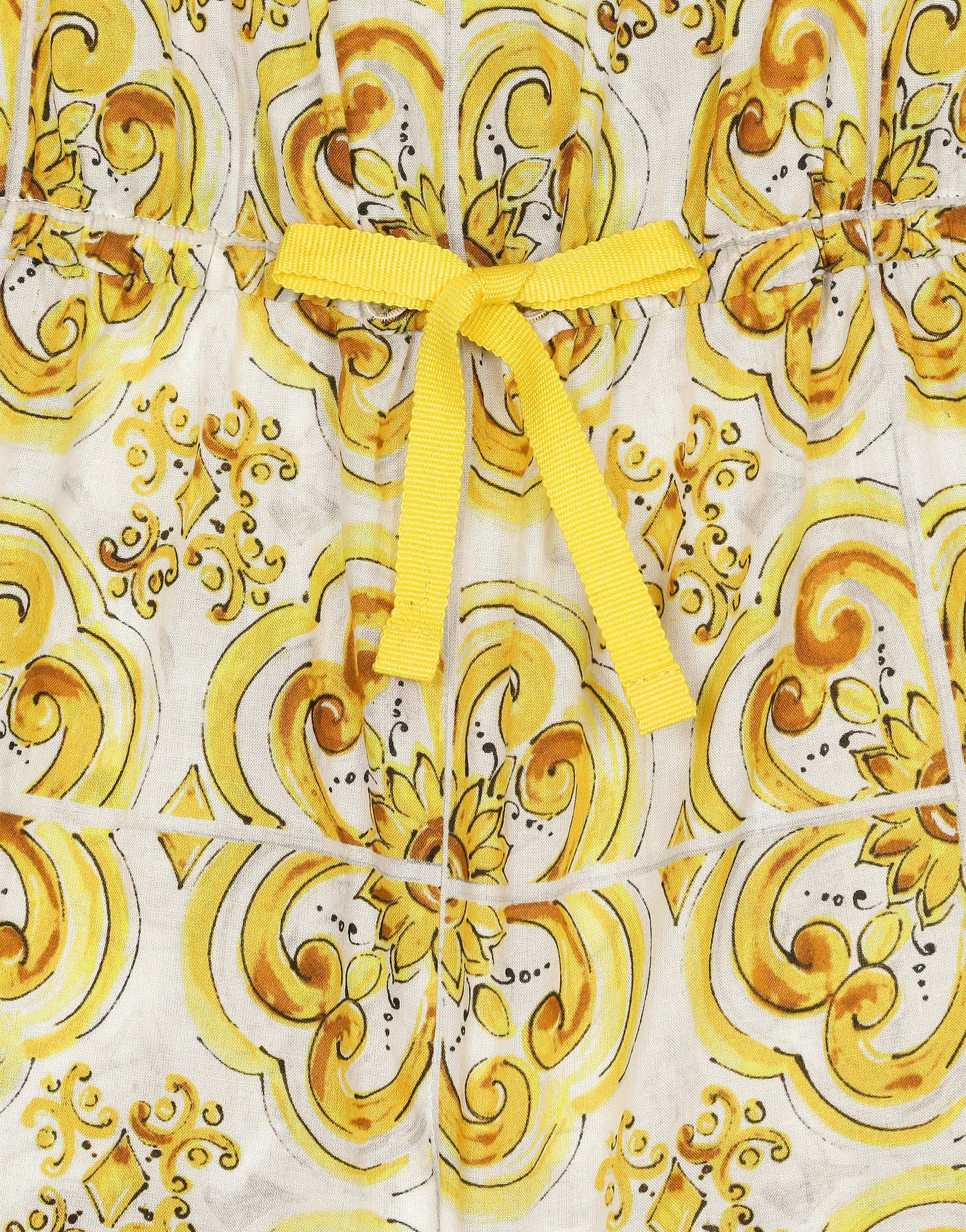 Dolce & Gabbana Batiste Playsuit With Yellow Majolica Print In Print