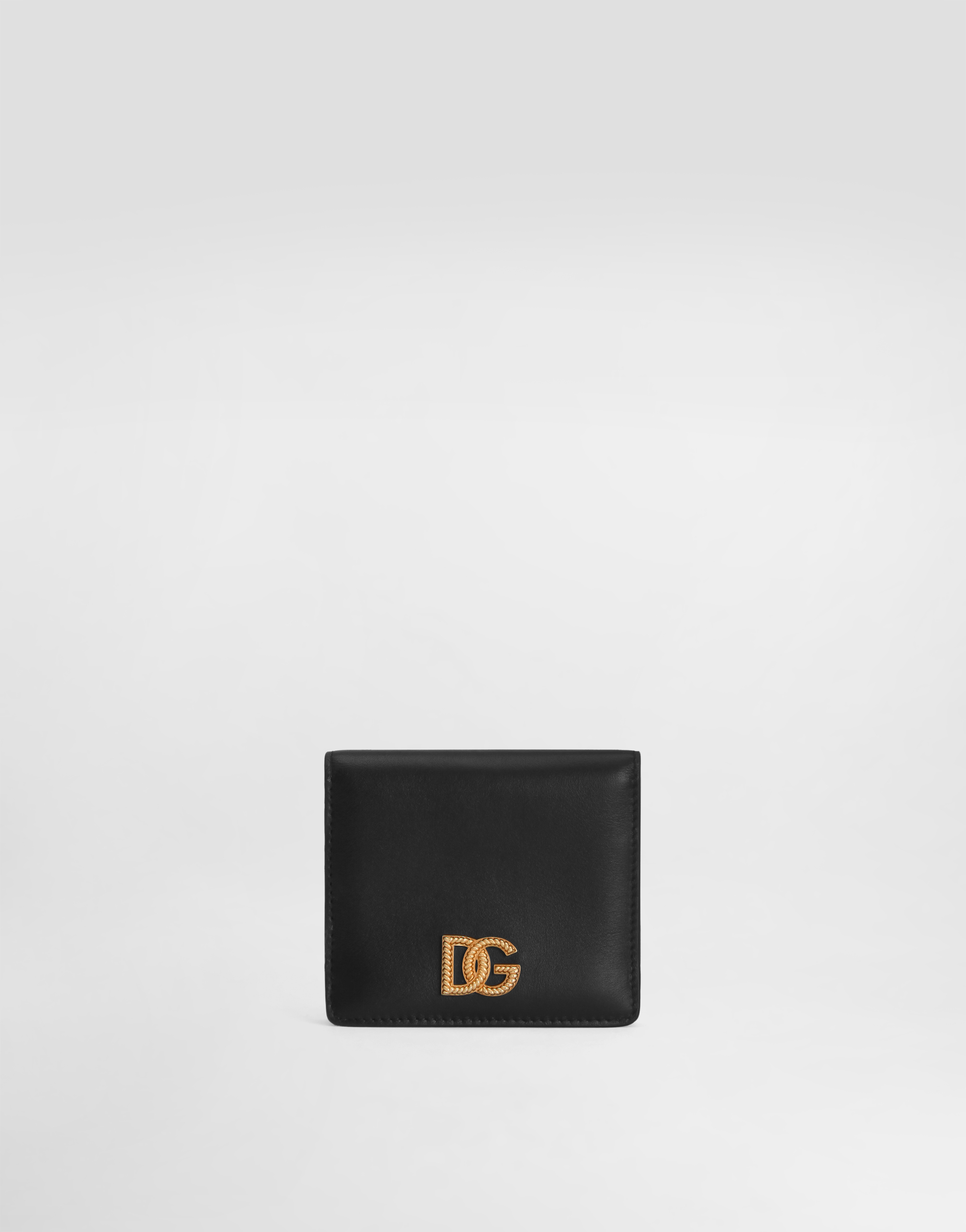 Dolce & Gabbana Calfskin Wallet With Dg Logo In Black
