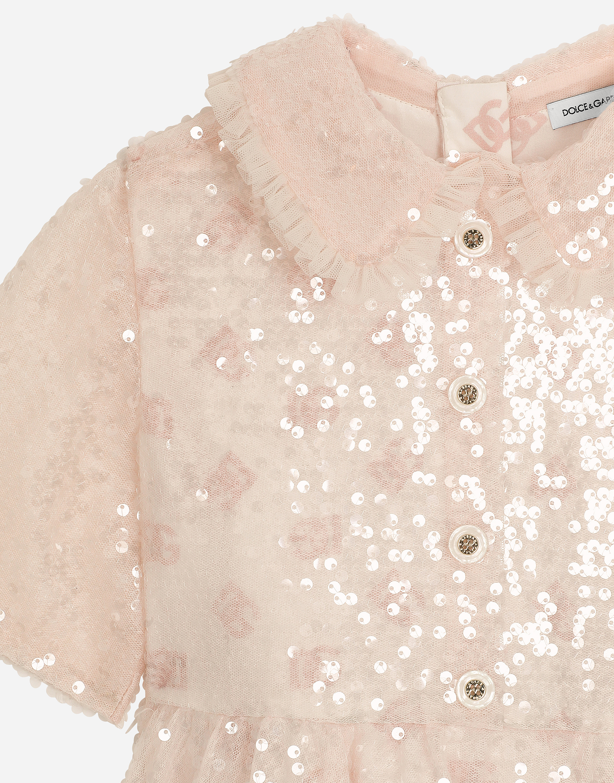 Dolce & Gabbana Sequined Dress With Branded Buttons In Pink