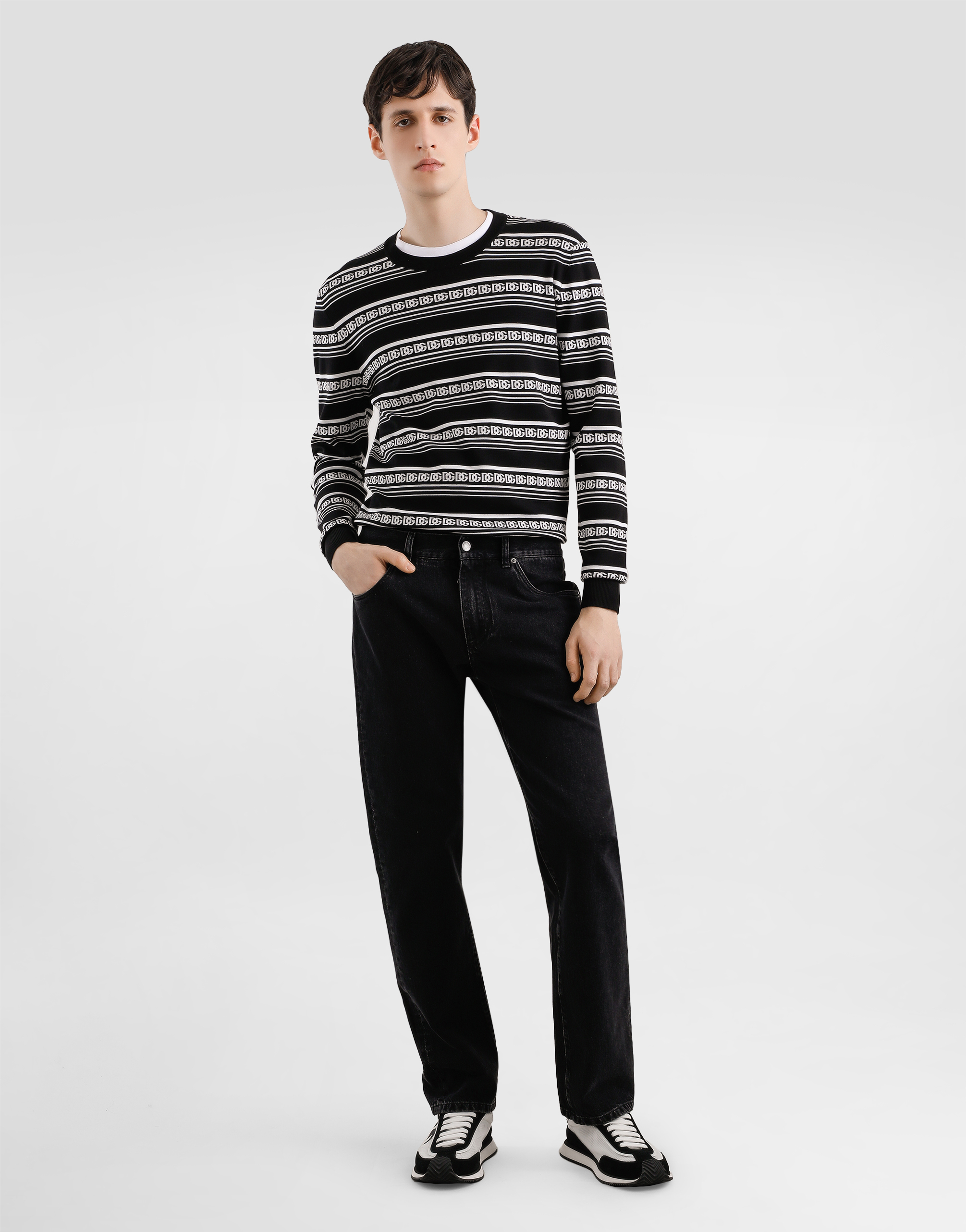 Silk crew-neck pullover with logo