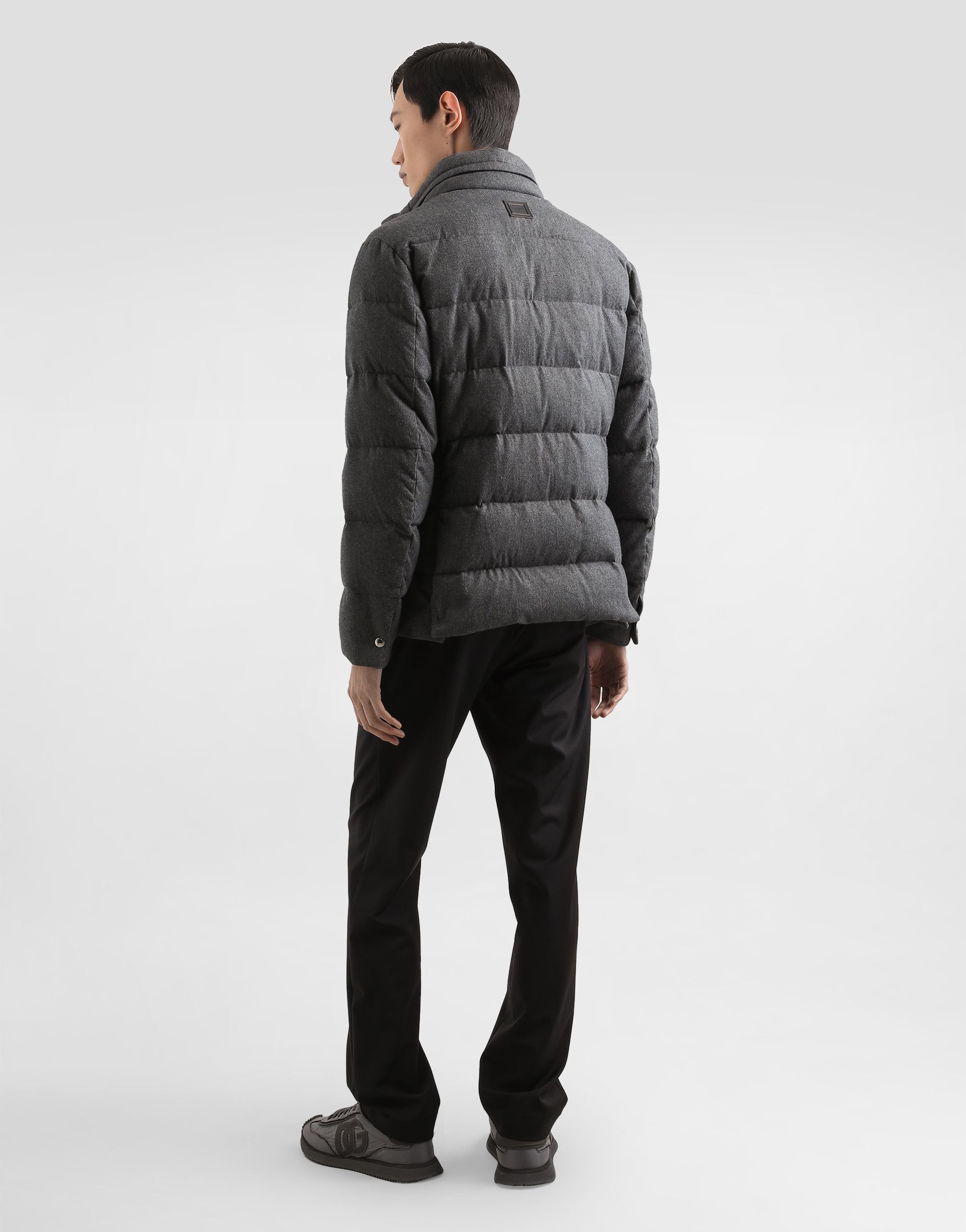 Dolce & Gabbana Quilted Down Jacket In Gray