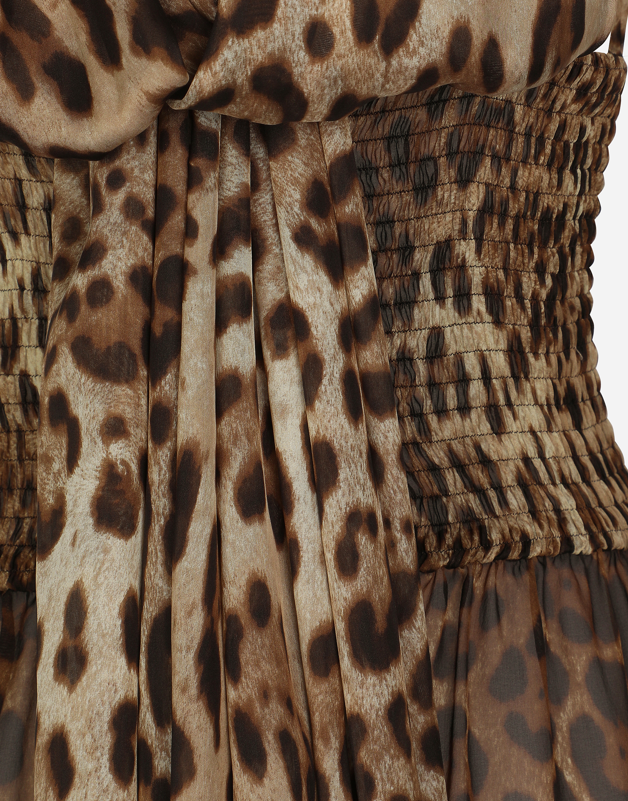 Long leopard-print chiffon dress