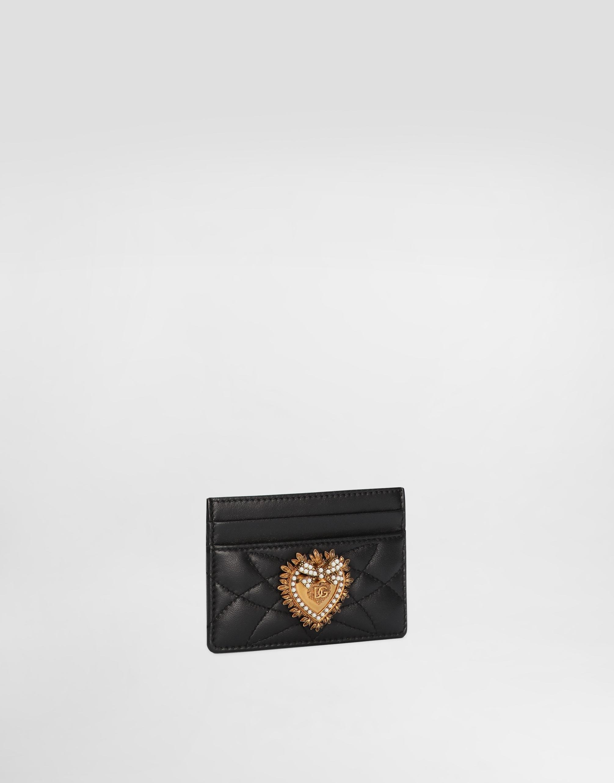  Dolce & Gabbana Dolce & Gabbana Devotion Credit Card Holder - Woman Wallets And Small Leather Goods Black Leather Onesize 