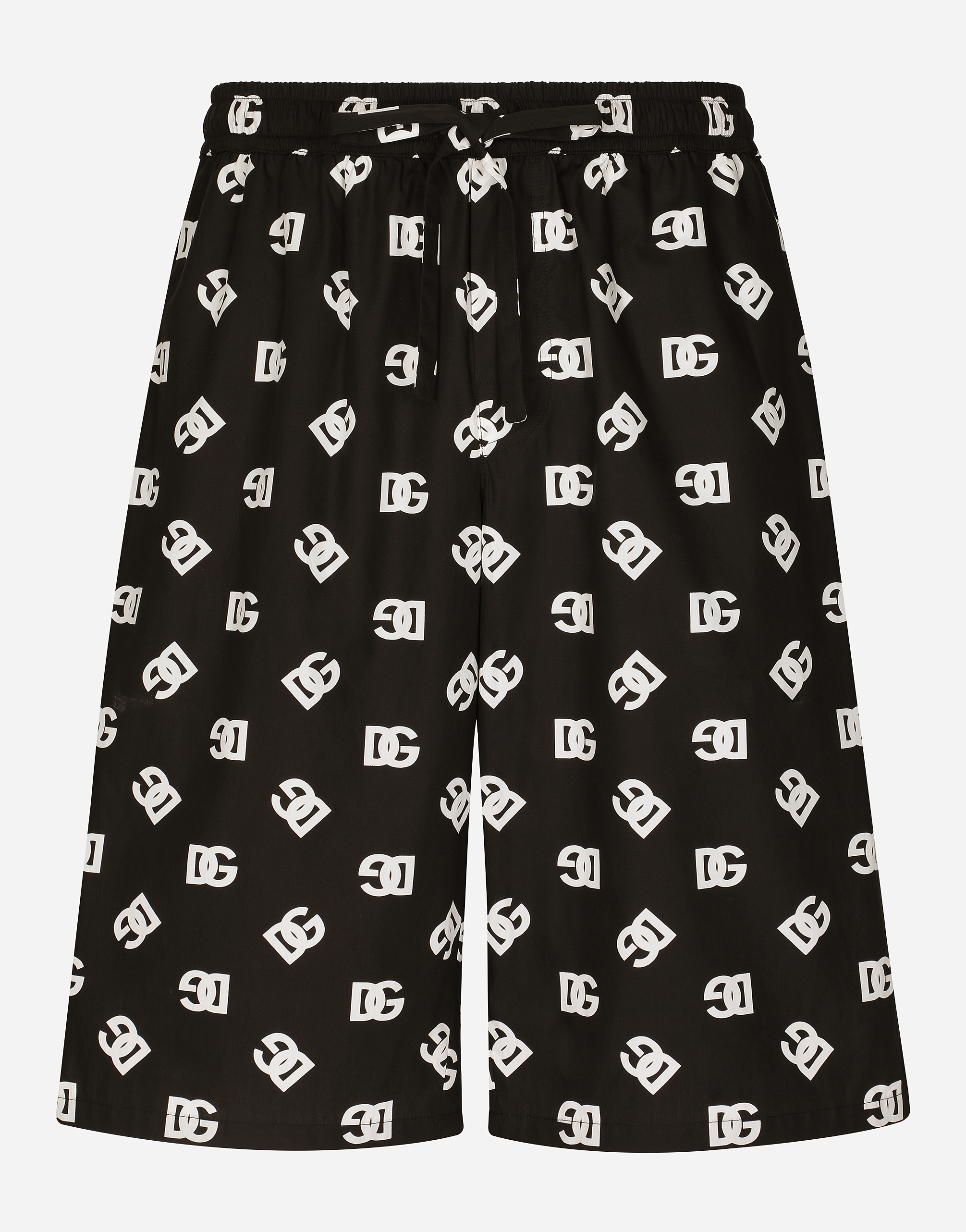 Dolce & Gabbana Cotton Jogging Shorts With Dg Monogram Print In Multicolor