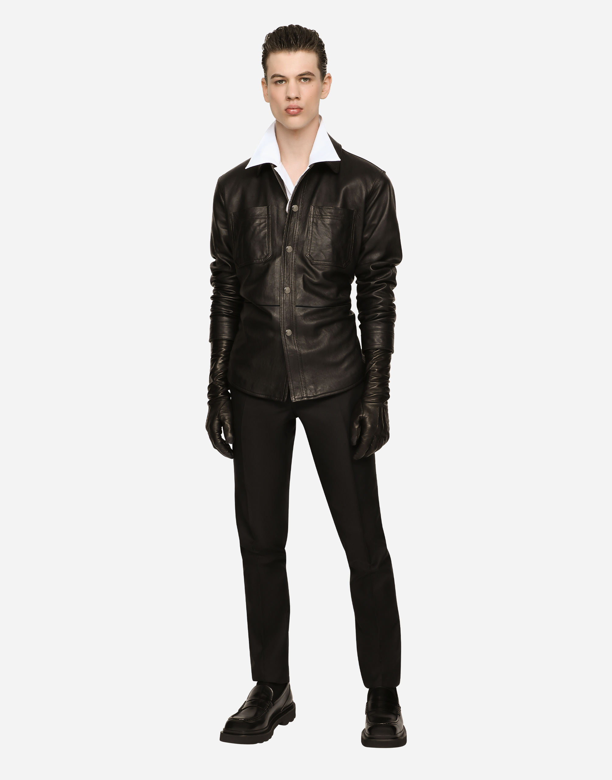 Shop Dolce & Gabbana Leather Shirt In Black