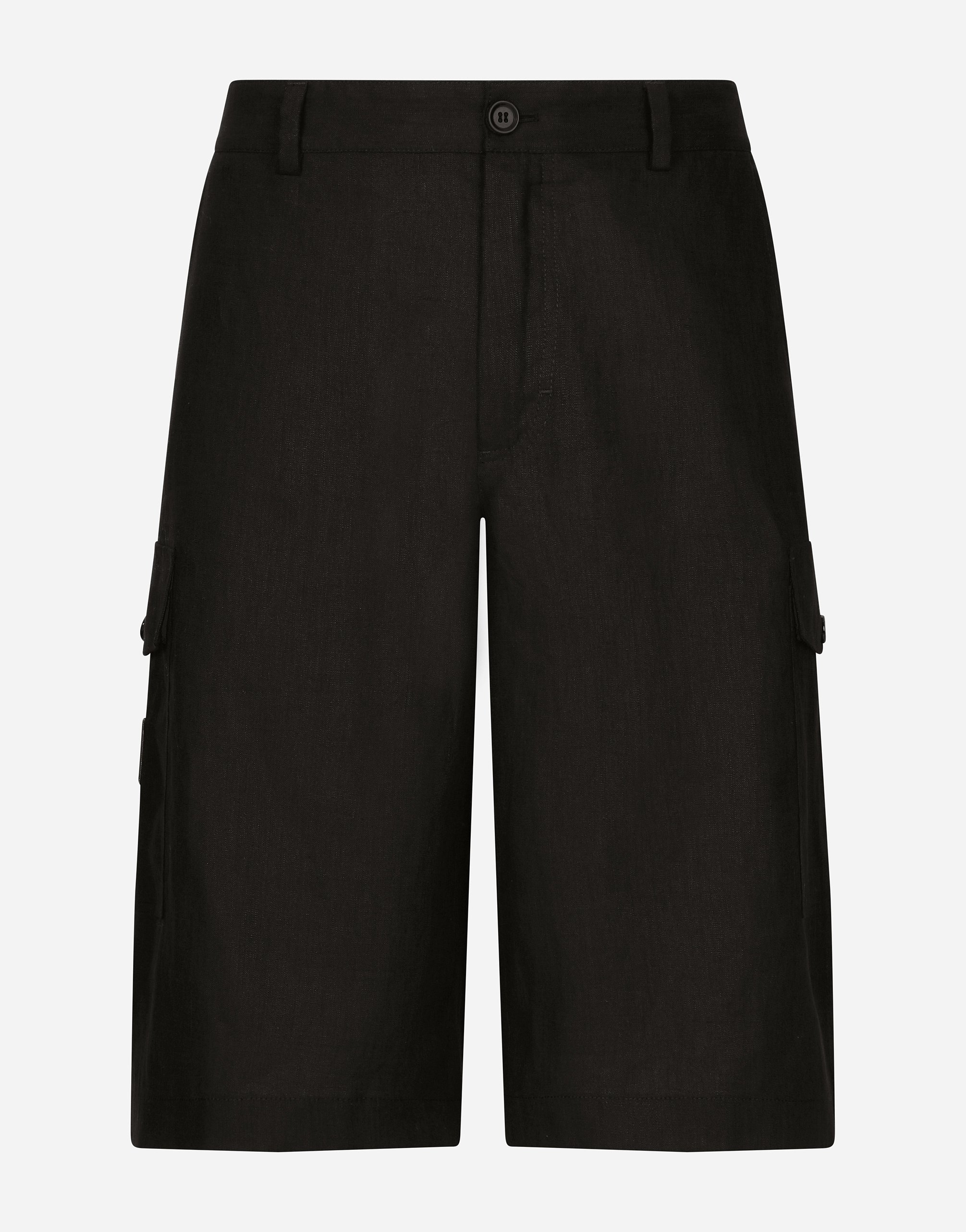 Dolce & Gabbana Linen Cargo Shorts - Man Pants And Shorts Black
