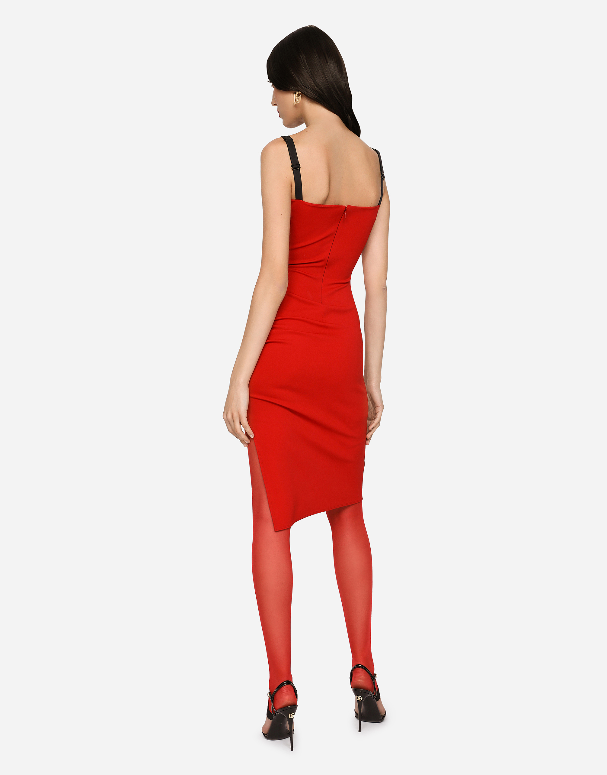 DOLCE & GABBANA VISCOSE DRESS WITH SIDE SLIT AND DRAPING