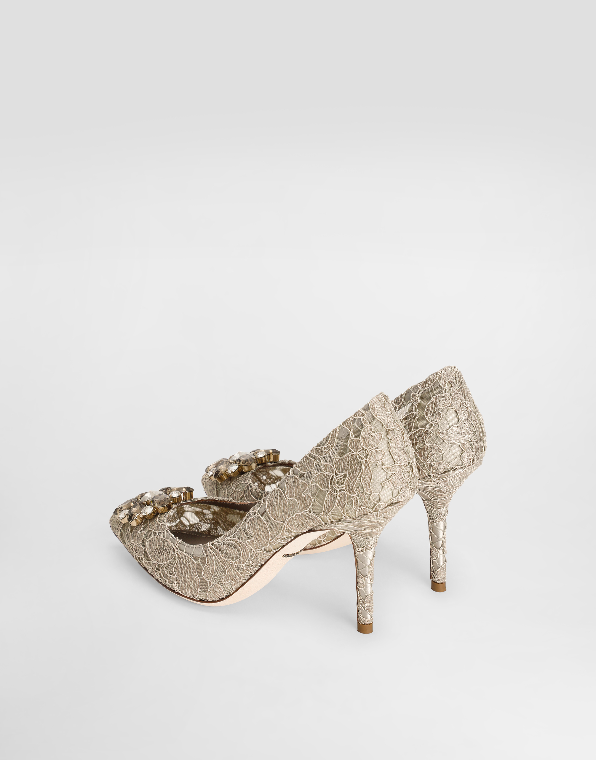  Dolce & Gabbana Dolce & Gabbana Lace Rainbow Pumps With Brooch Detailing - Woman Pumps And Slingback Beige Lace 37.5 