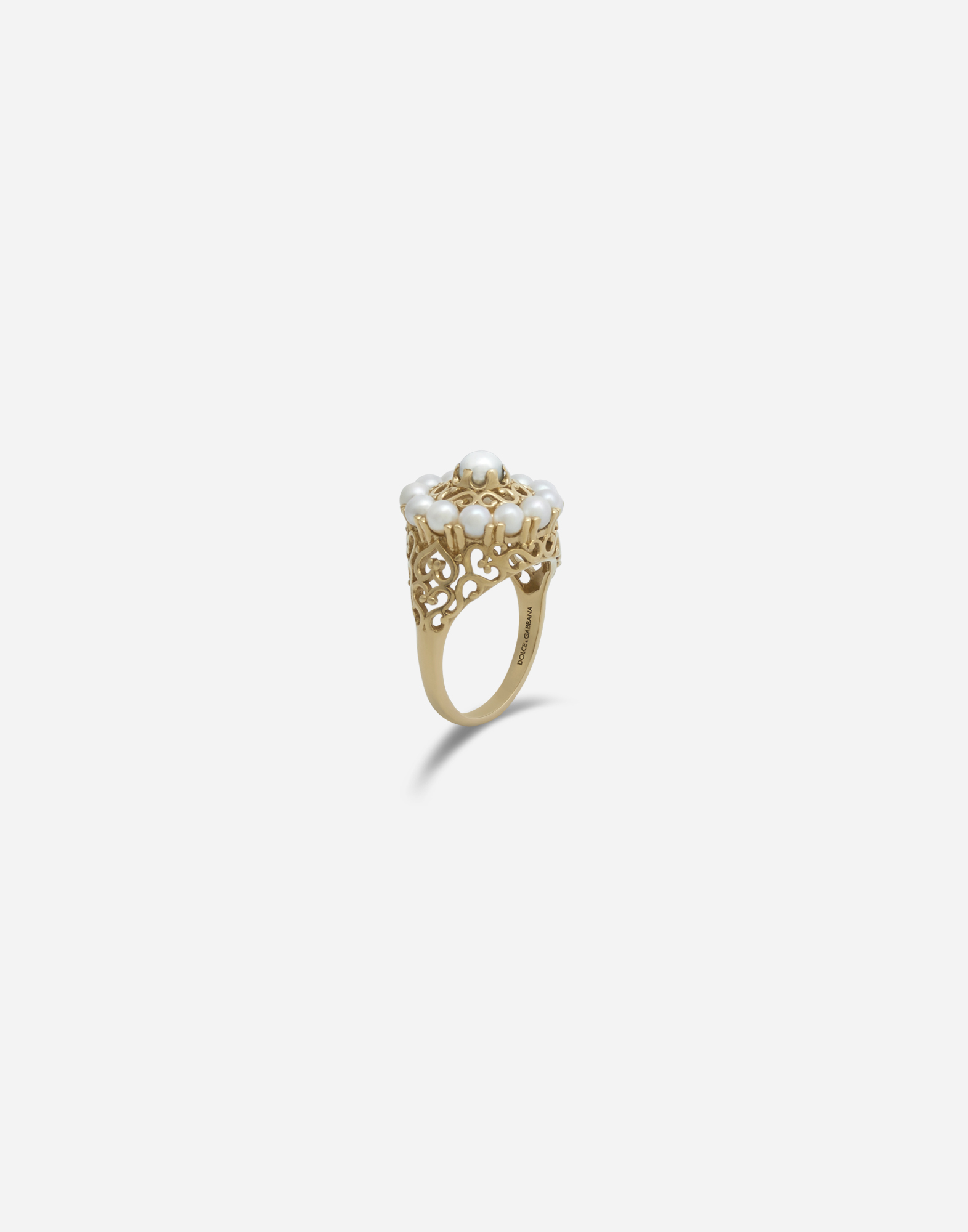 Dolce & Gabbana Romance Ring In Yellow Gold And Pearls In Gold