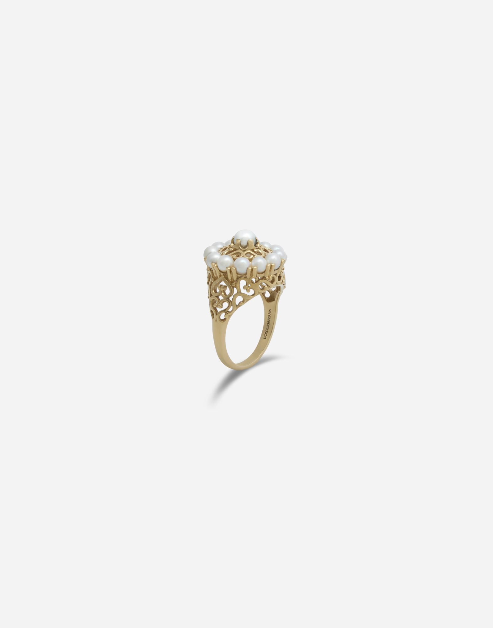 Shop Dolce & Gabbana Romance Ring In Yellow Gold And Pearls