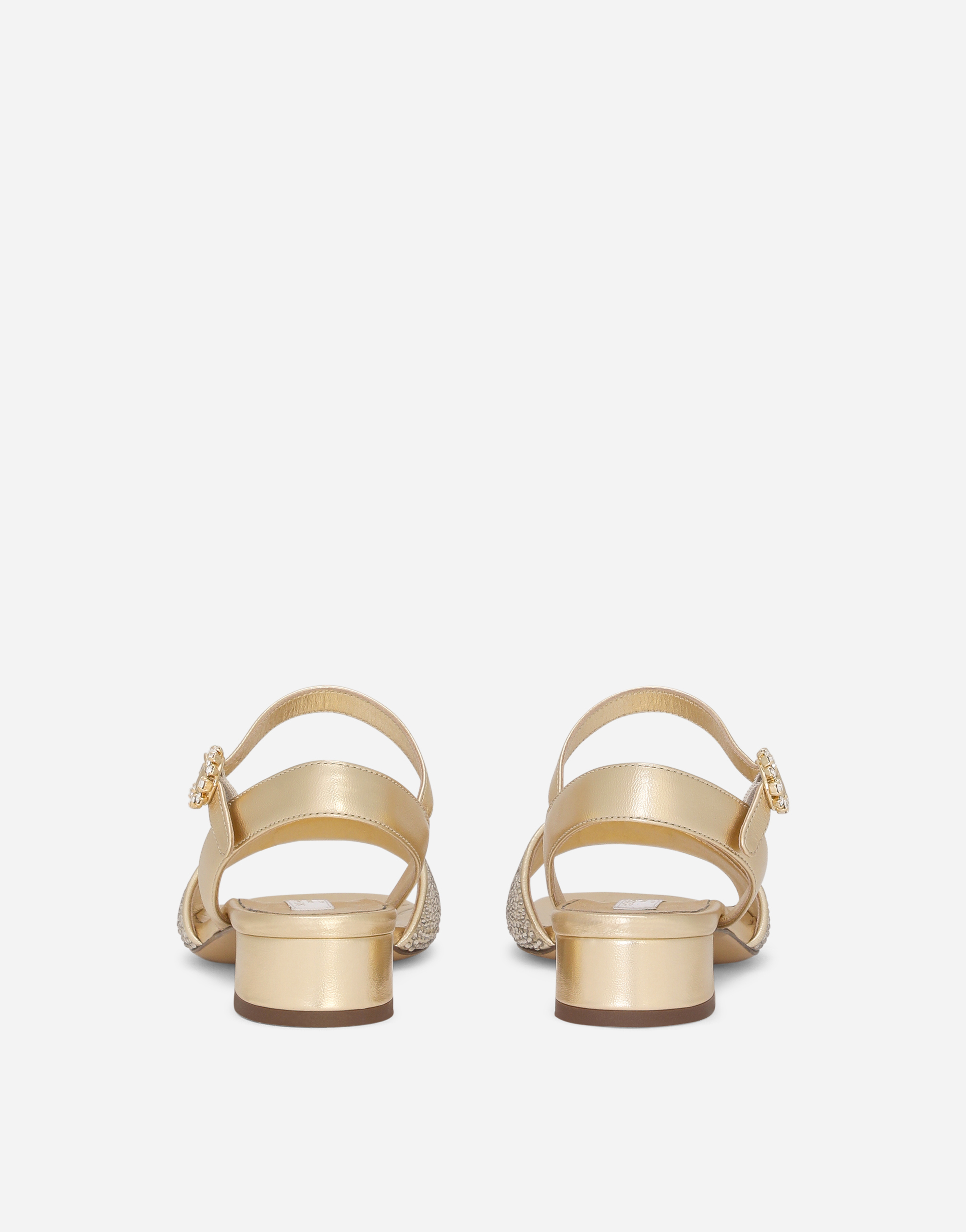 DOLCE & GABBANA FOILED NAPPA LEATHER SANDALS WITH FUSIBLE-RHINESTONES