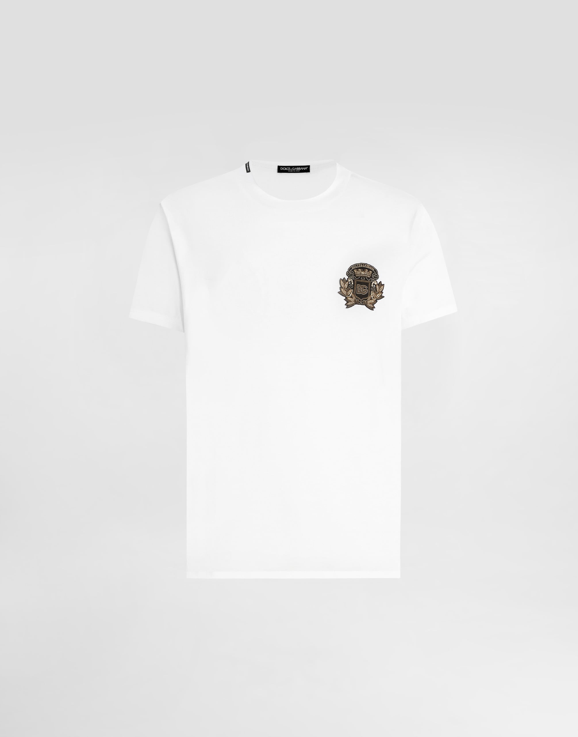 Cotton t-shirt with heraldic patch in White for Men