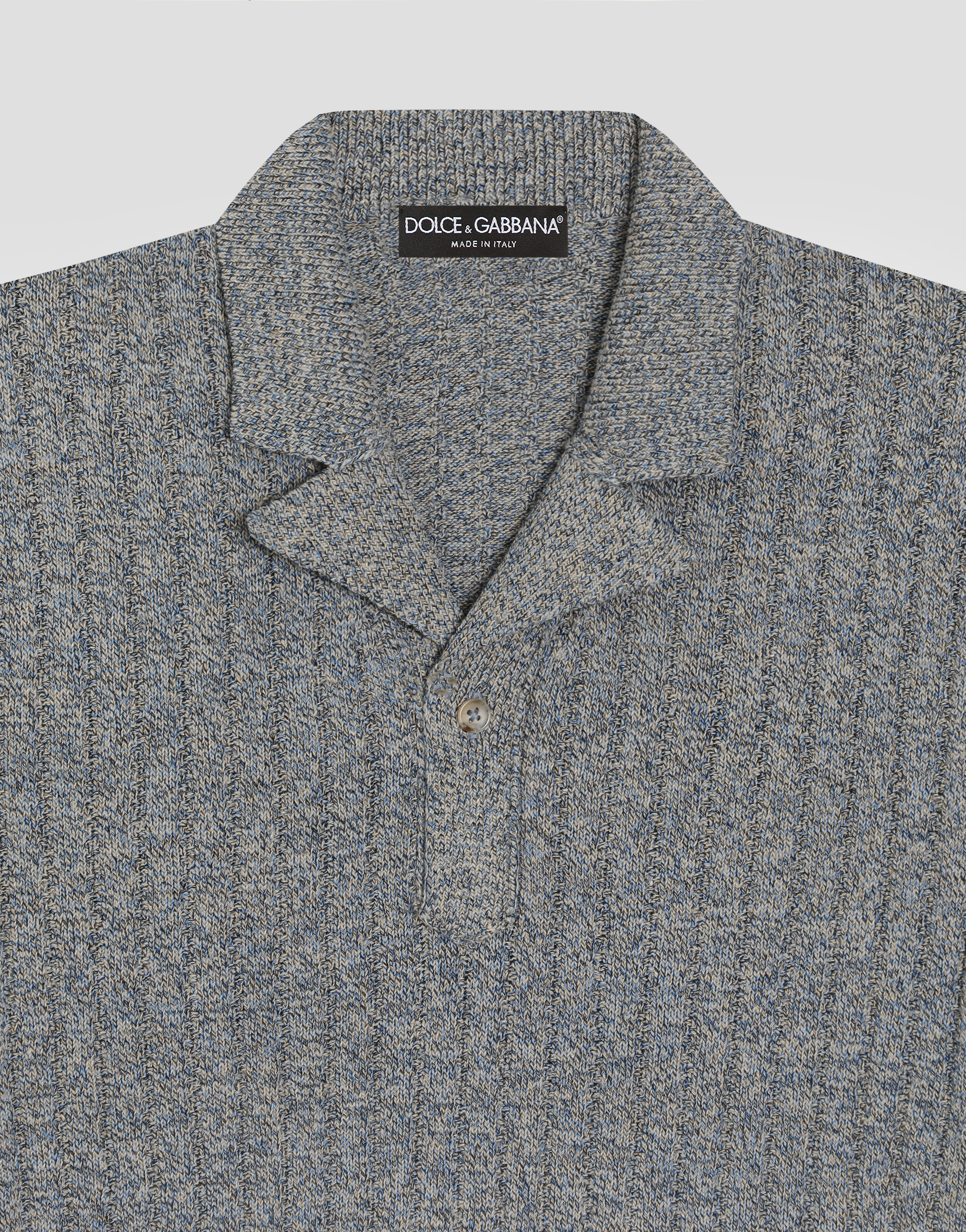  Dolce & Gabbana Ribbed Cotton And Linen Polo Shirt - Mann Strickwaren Grey 46 
