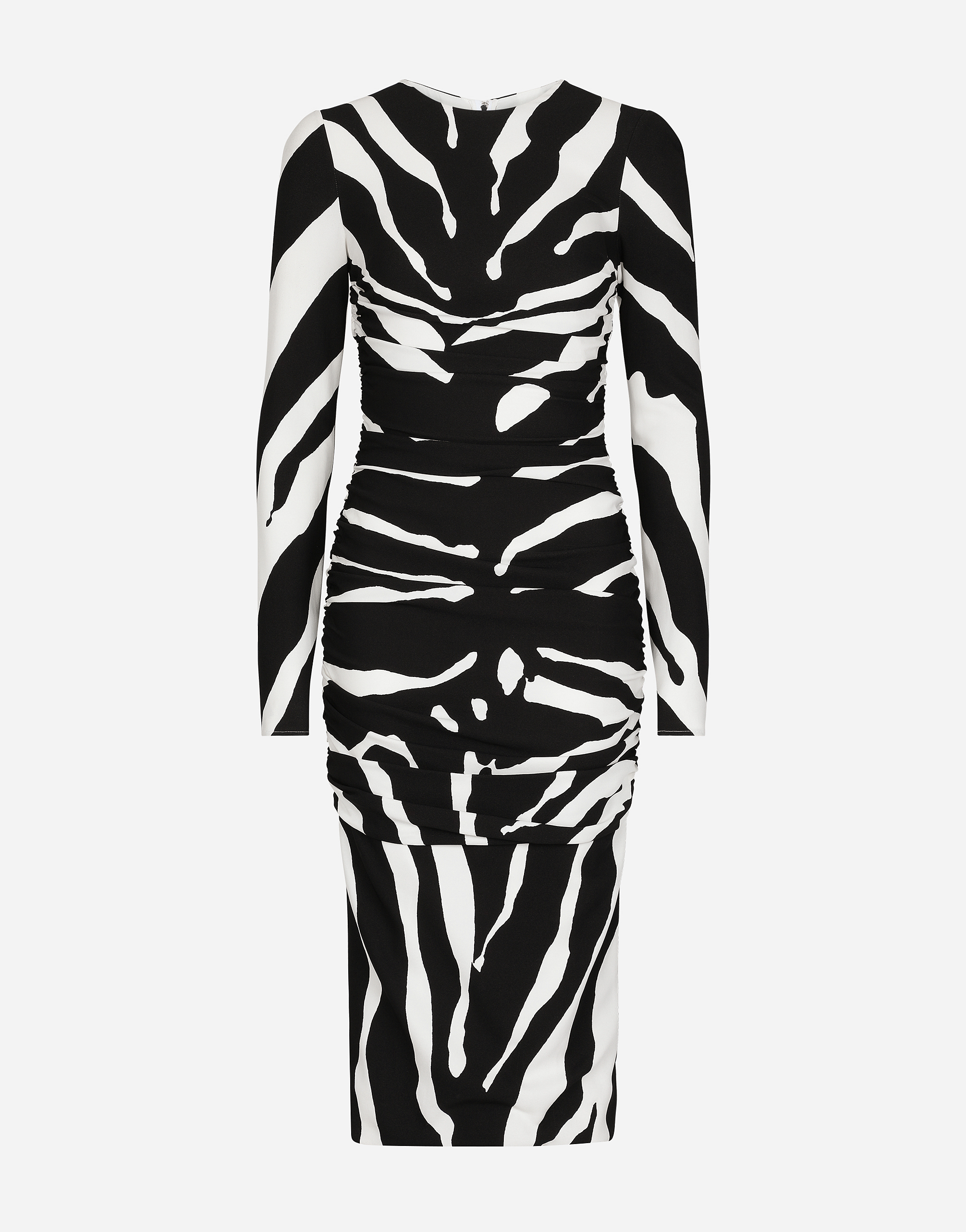 DOLCE & GABBANA ZEBRA-PRINT CADY MIDI DRESS WITH DRAPING