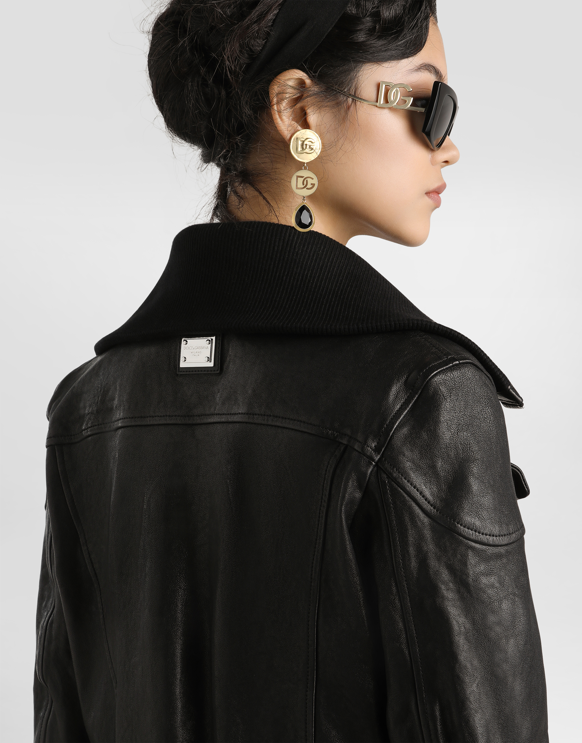 Dolce & Gabbana Bomber Jacket With Elasticated Hem And Wide Collar In Black