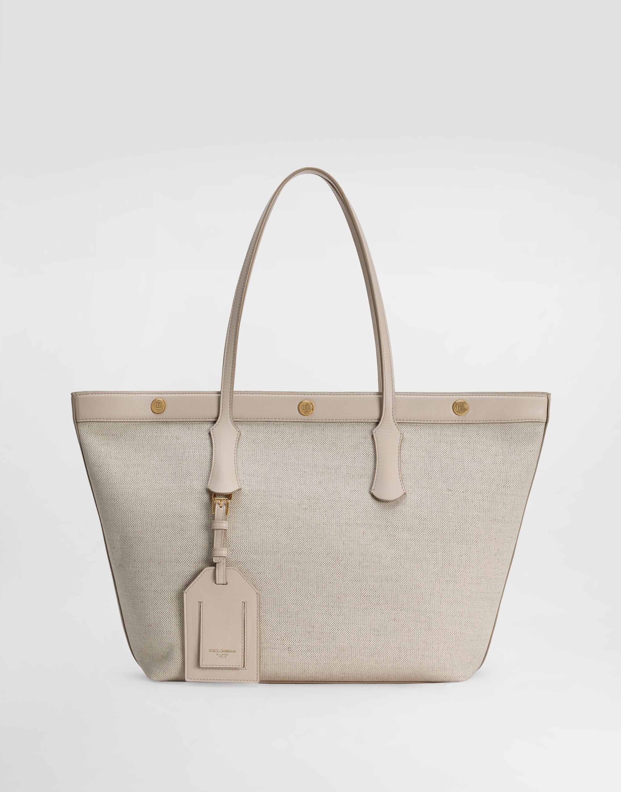 Dolce & Gabbana Atene Shopping Bag In Fabric In Orange