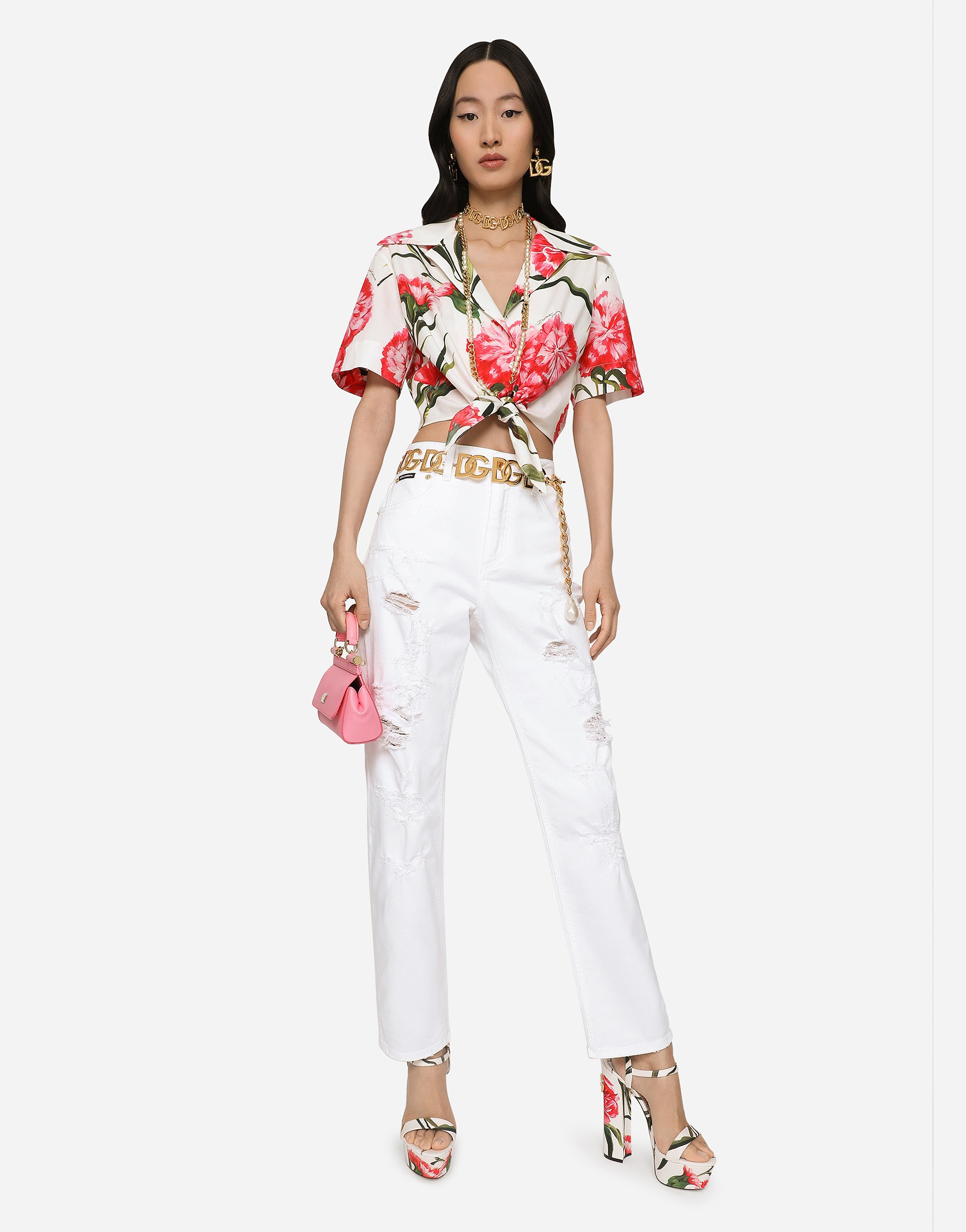 Dolce & Gabbana Cut-out Boyfriend Denim Jeans In Multicolor