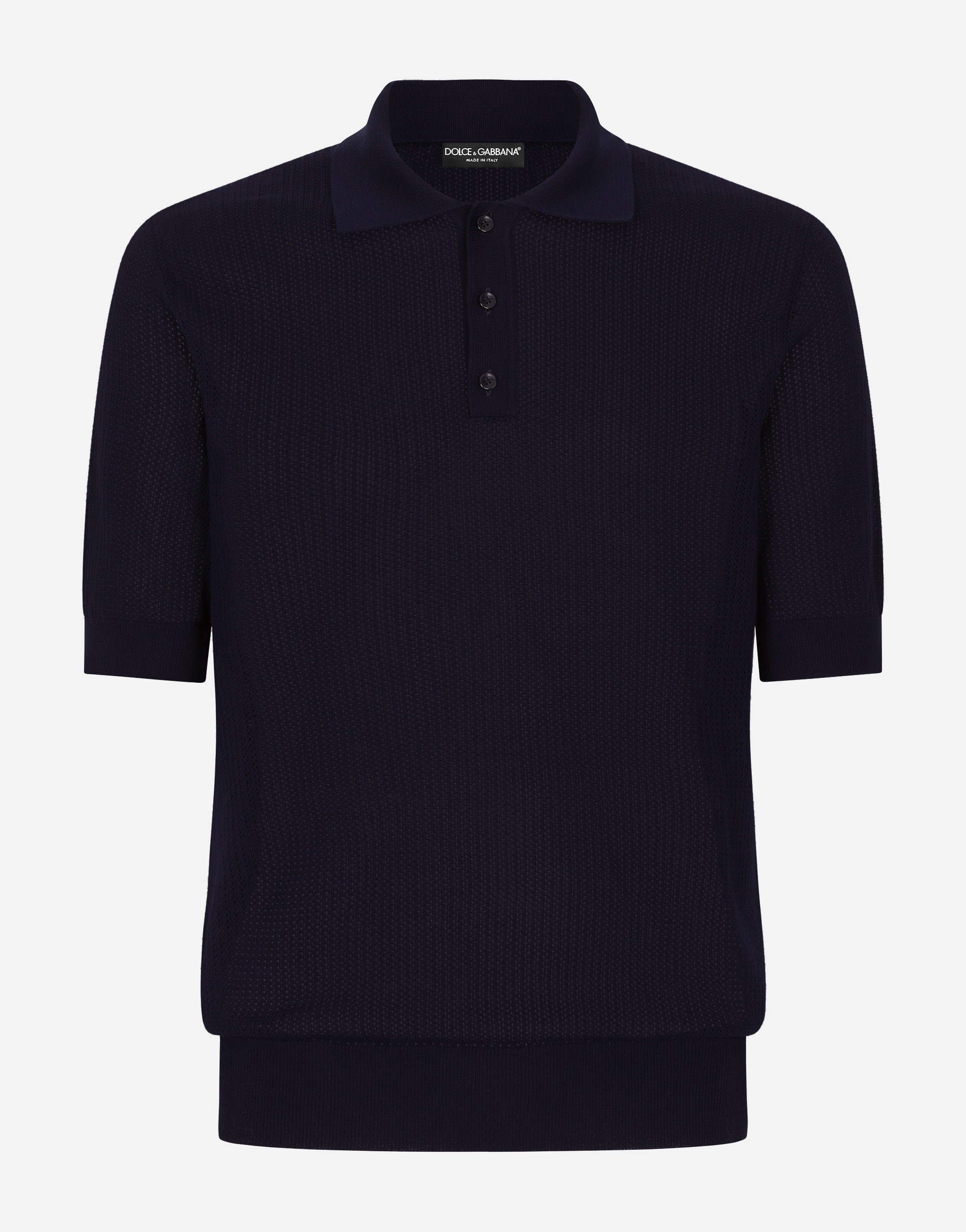 Dolce & Gabbana Cotton Polo Shirt With Logo Label In Blue