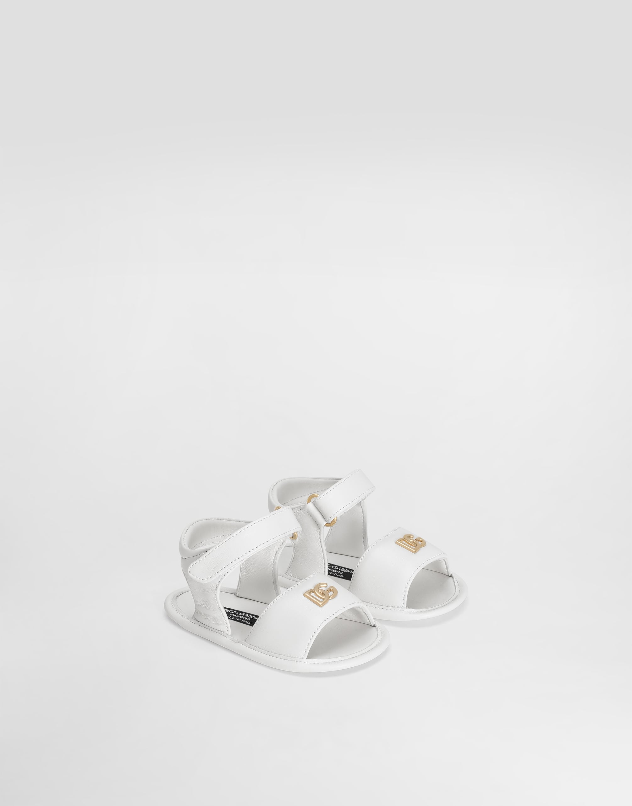  Dolce & Gabbana Lambskin Nappa Sandals With Dg Logo - Woman Newborn Girls' Shoes (16-20) White Leather 17 
