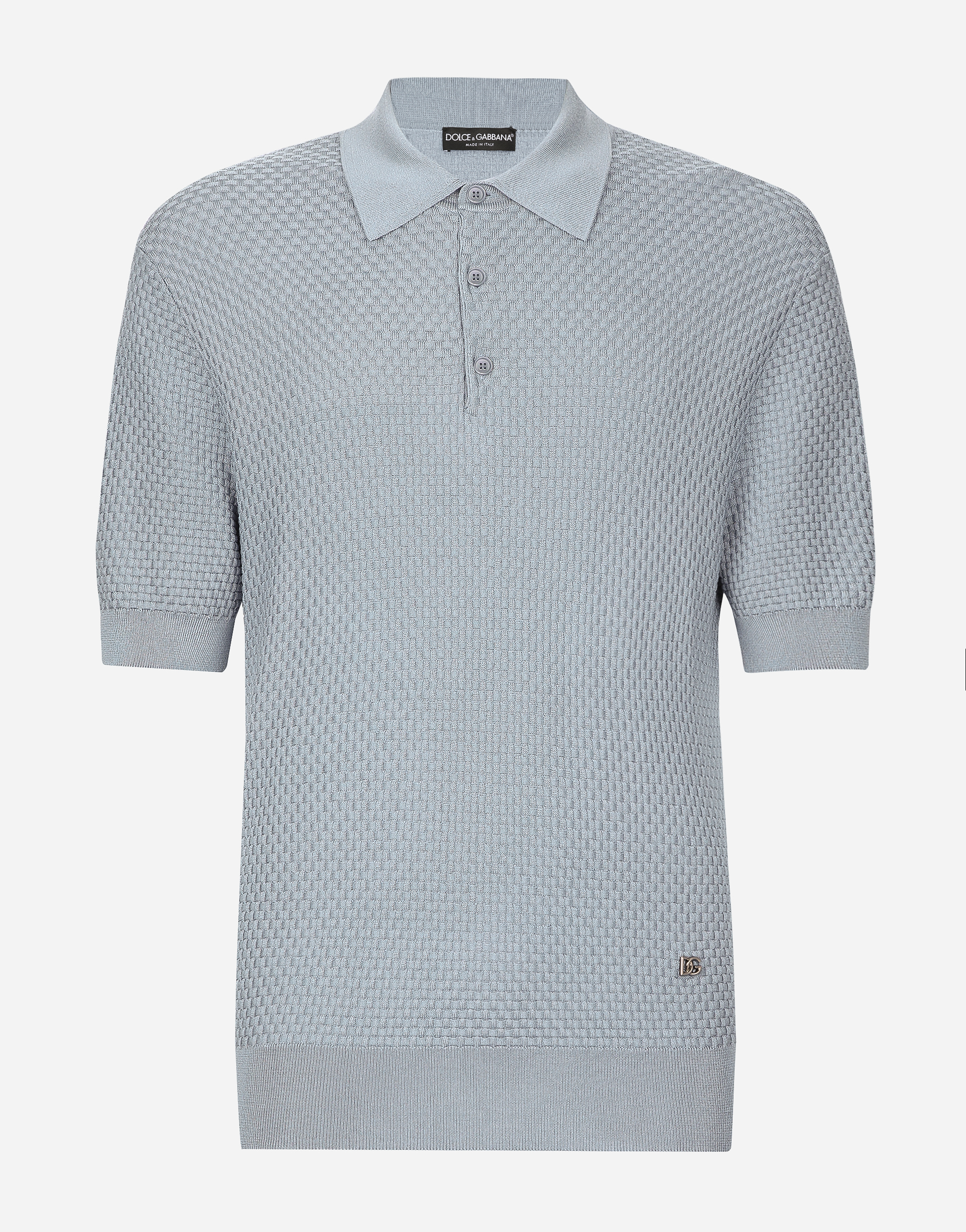 ドルガバ　ウェア Stretch cotton polo-shirt with DG hardware in Azure for Men