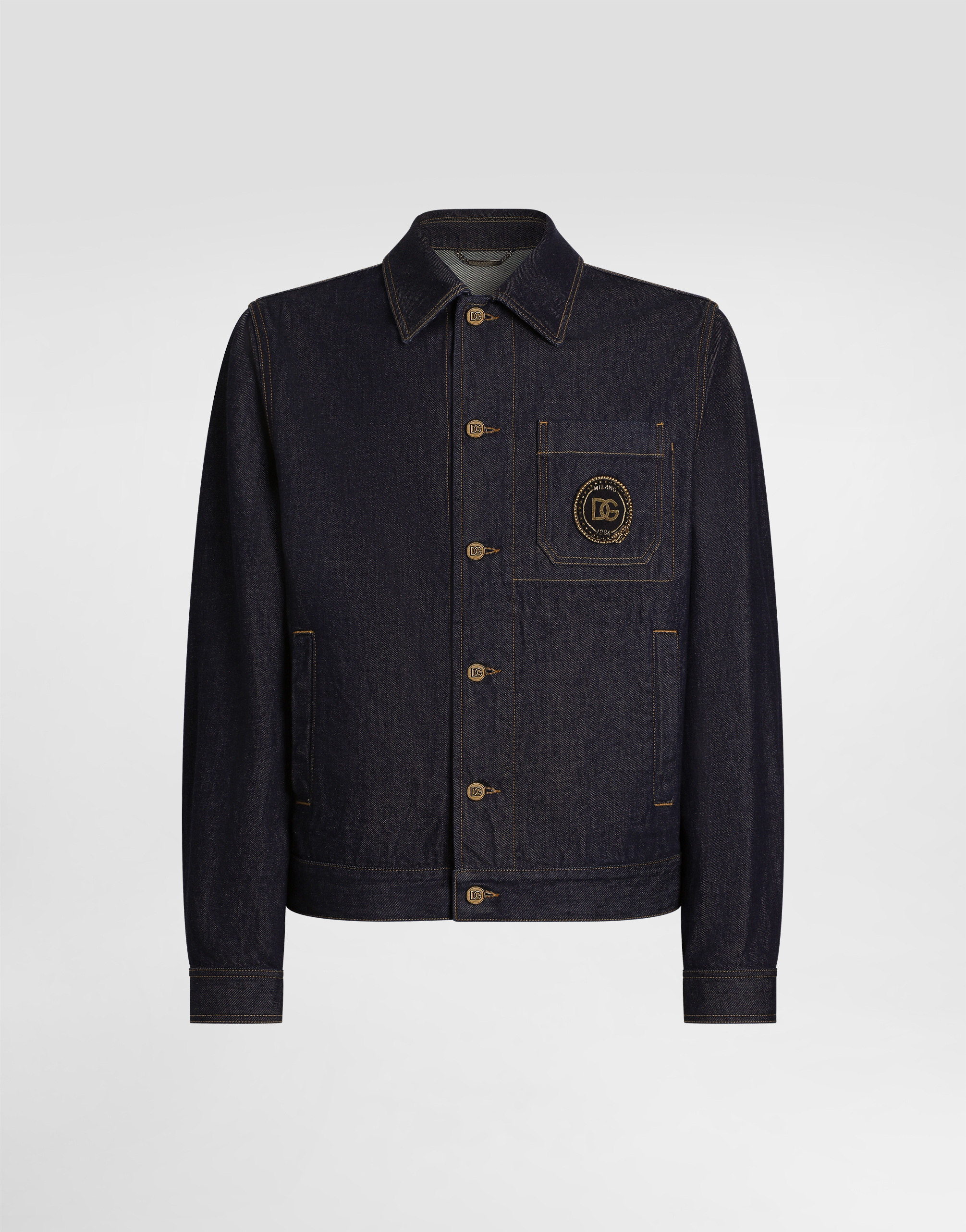 Denim jacket with logo patch in Multicolor for Men | Dolce&Gabbana® US