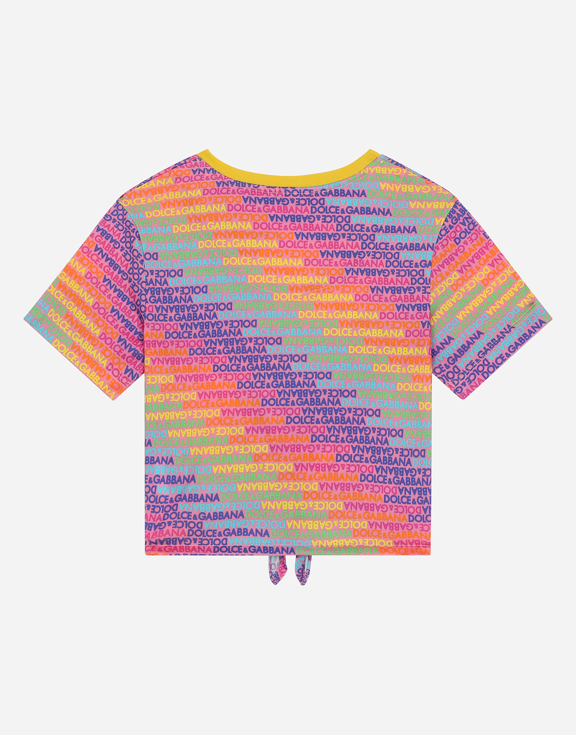 Jersey T-shirt with tie detail and all-over logo print