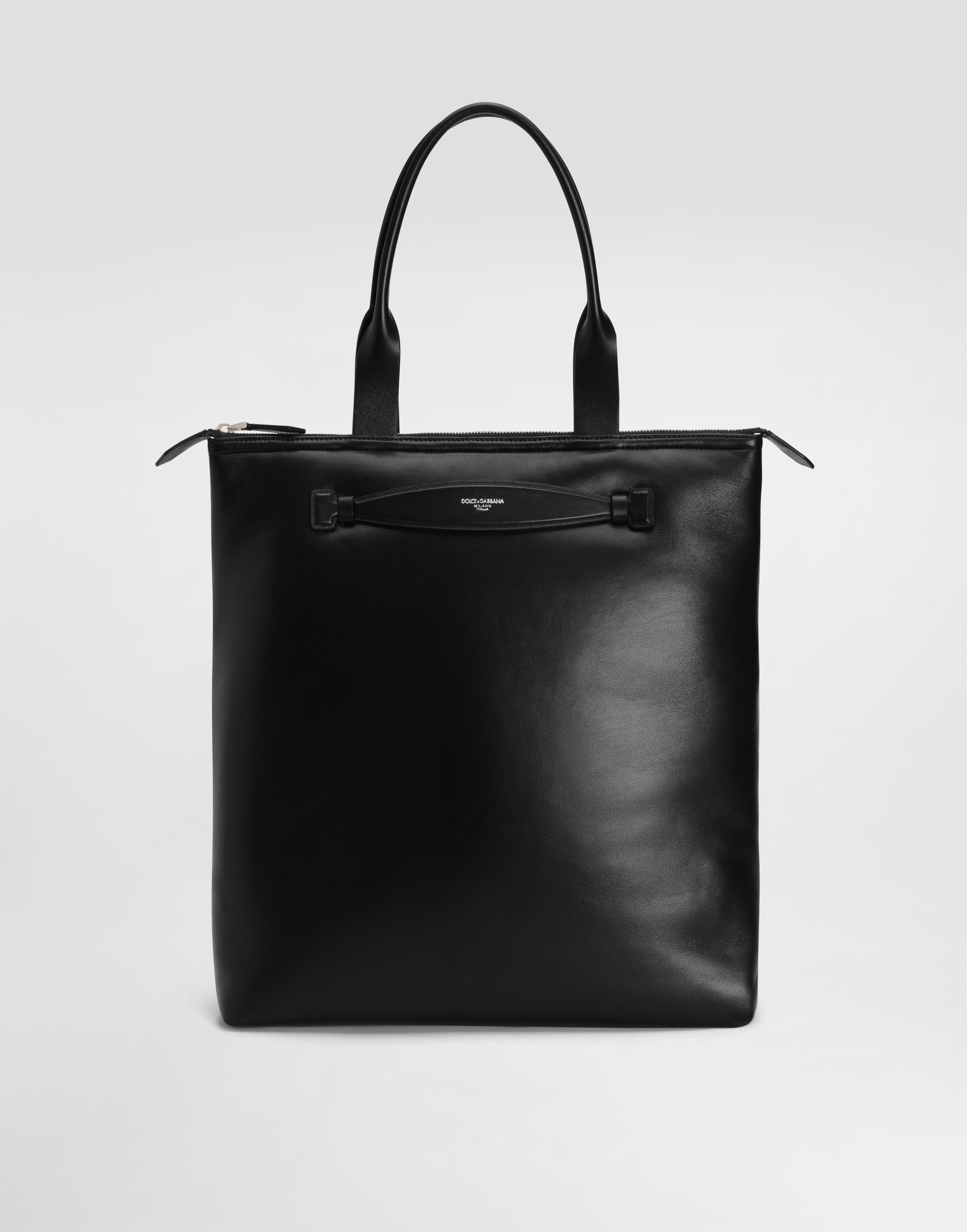Dolce & Gabbana Calfskin Nappa Leather Shopper In Black