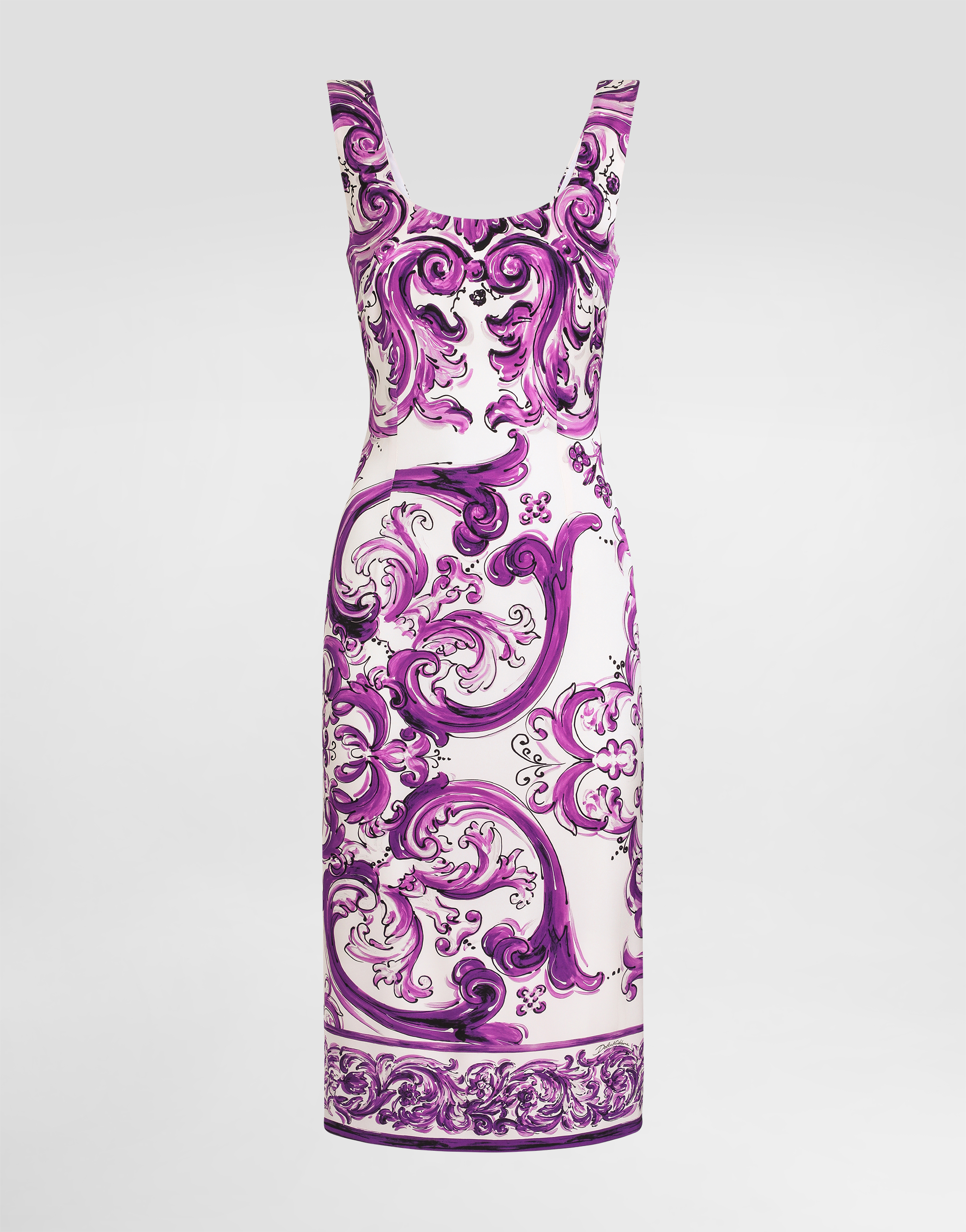 Dolce & Gabbana Majolica-print Long Charmeuse Dress - Woman Dresses Multicolor