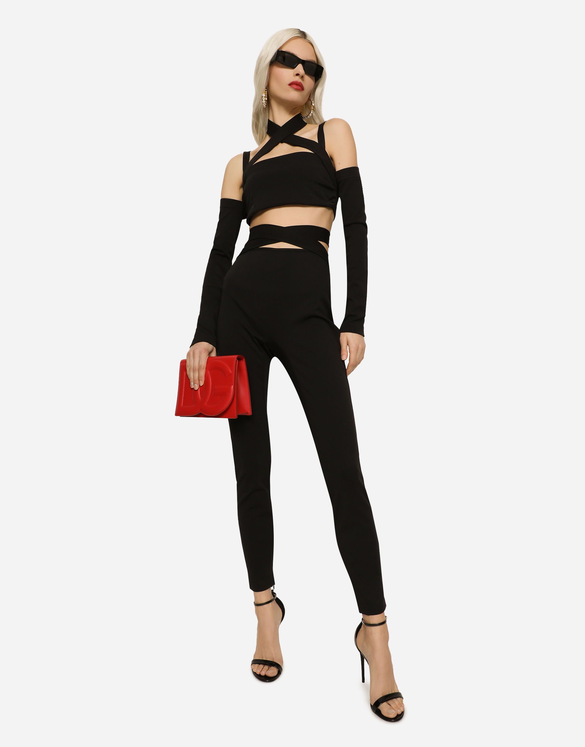 Dolce & Gabbana Viscose Pants With Strap Detail In Black